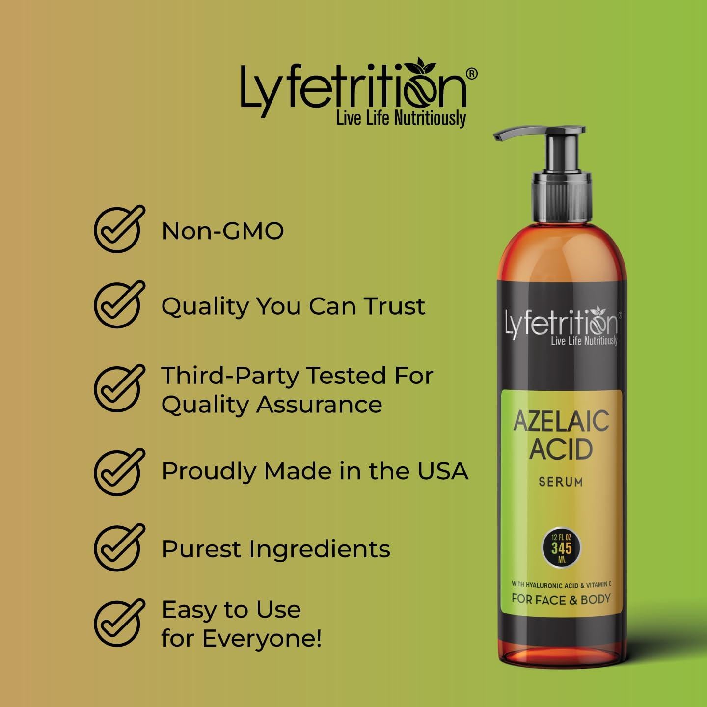 Suero Facial Ácido Azelaico Lyfetrition 354 ml Hidratante