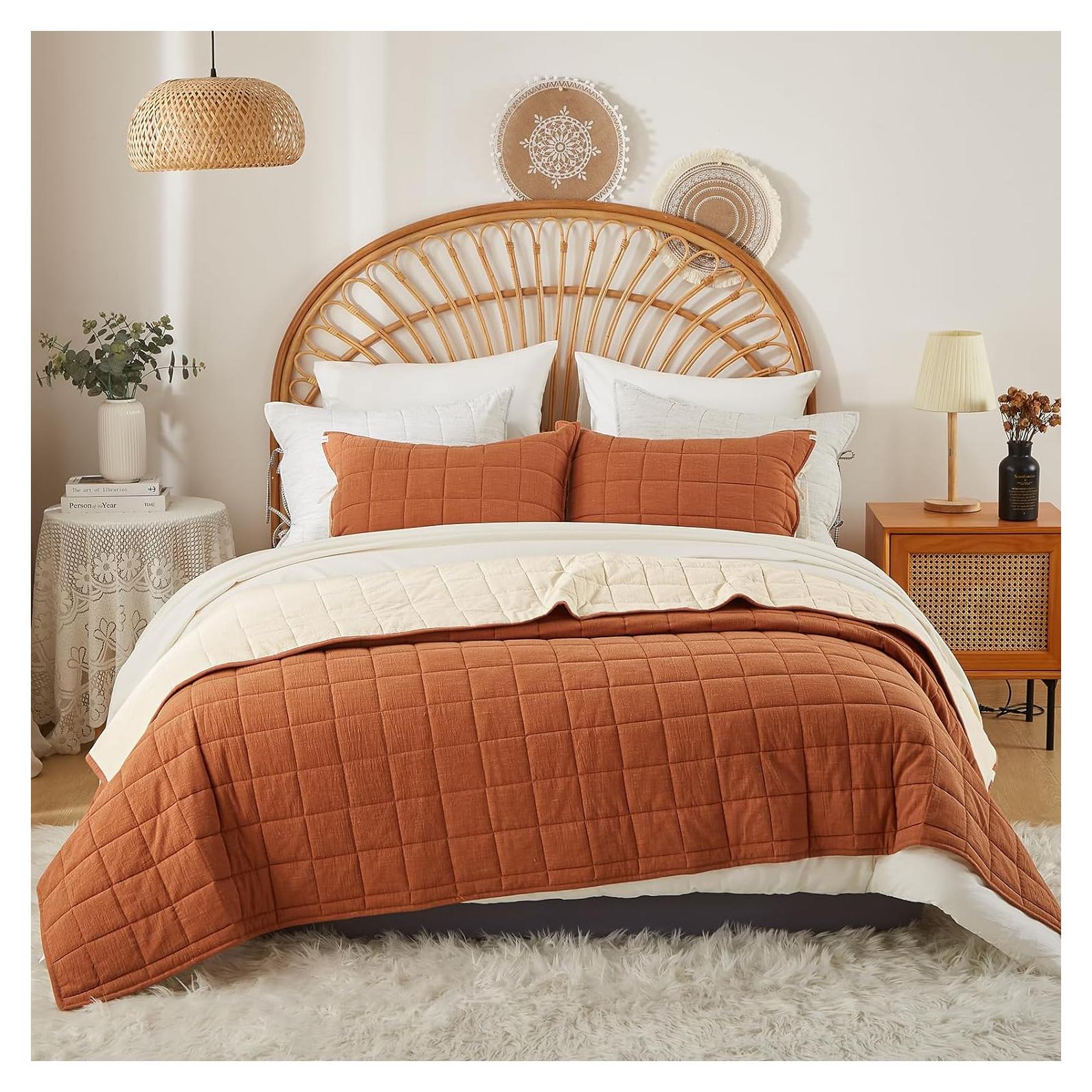 Juego de Ropa de Cama 3 Piezas Softpage Reina Algodón Naranja
