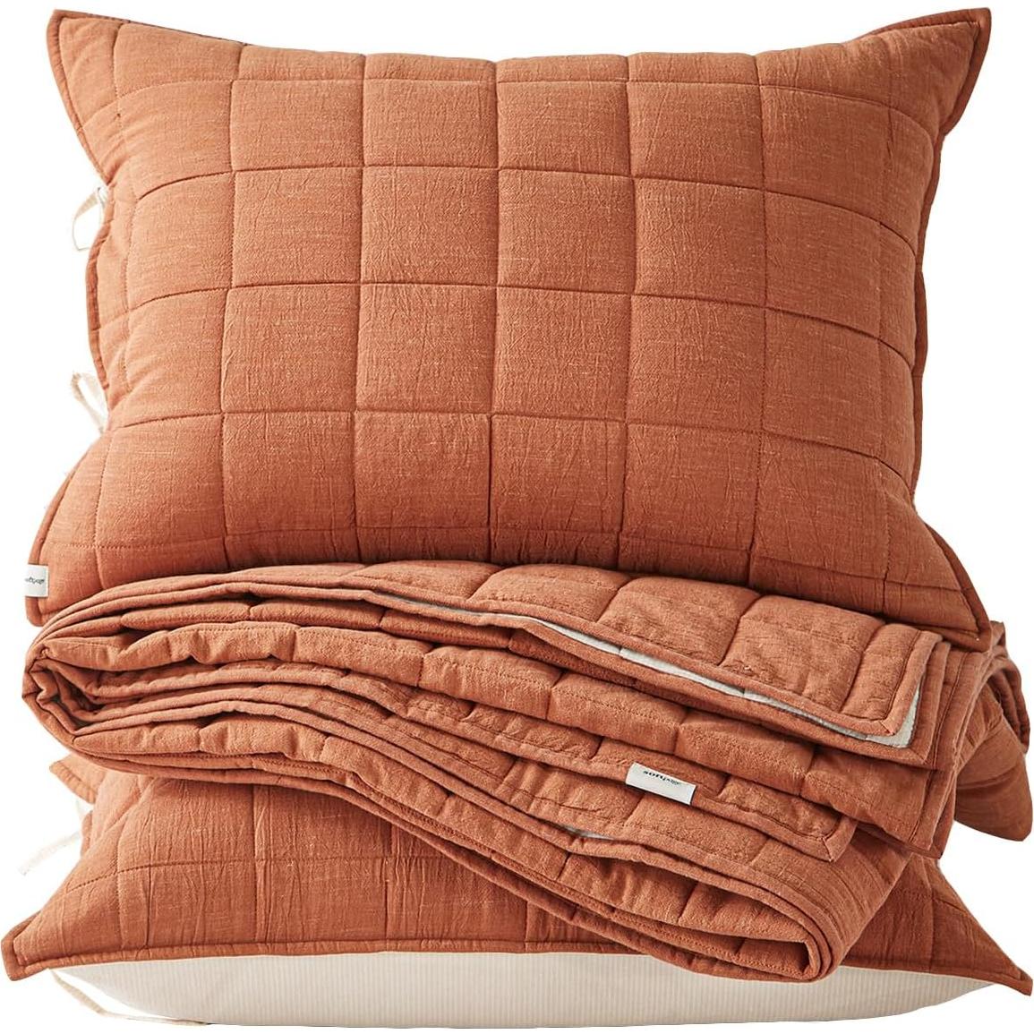 Juego de Ropa de Cama 3 Piezas Softpage Reina Algodón Naranja