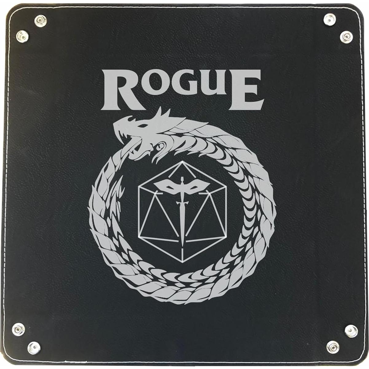 Bandeja de Dados DND Grabada en Cuero Sintético Negro