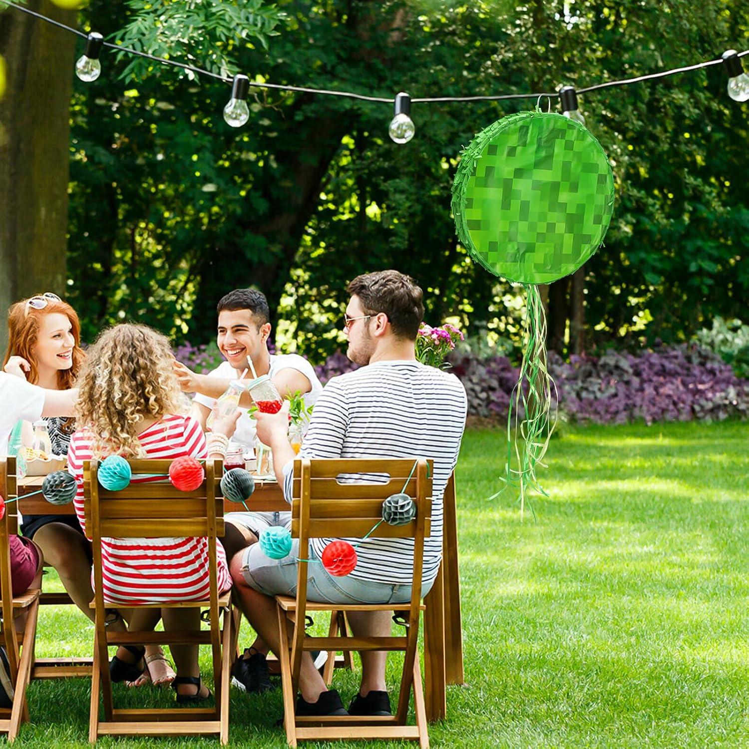 Piñata Mini Redonda Pixel FUSTARKY 34 cm para Cumpleaños