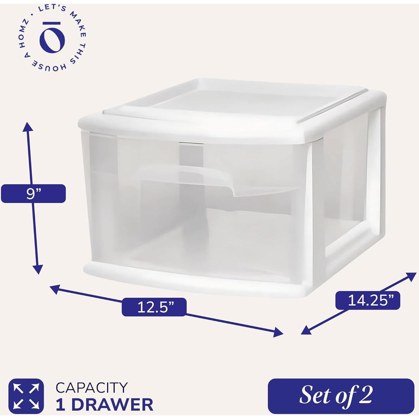 Carro de Almacenamiento HOMZ 1 Cajón Plástico Transparente 36.2 cm