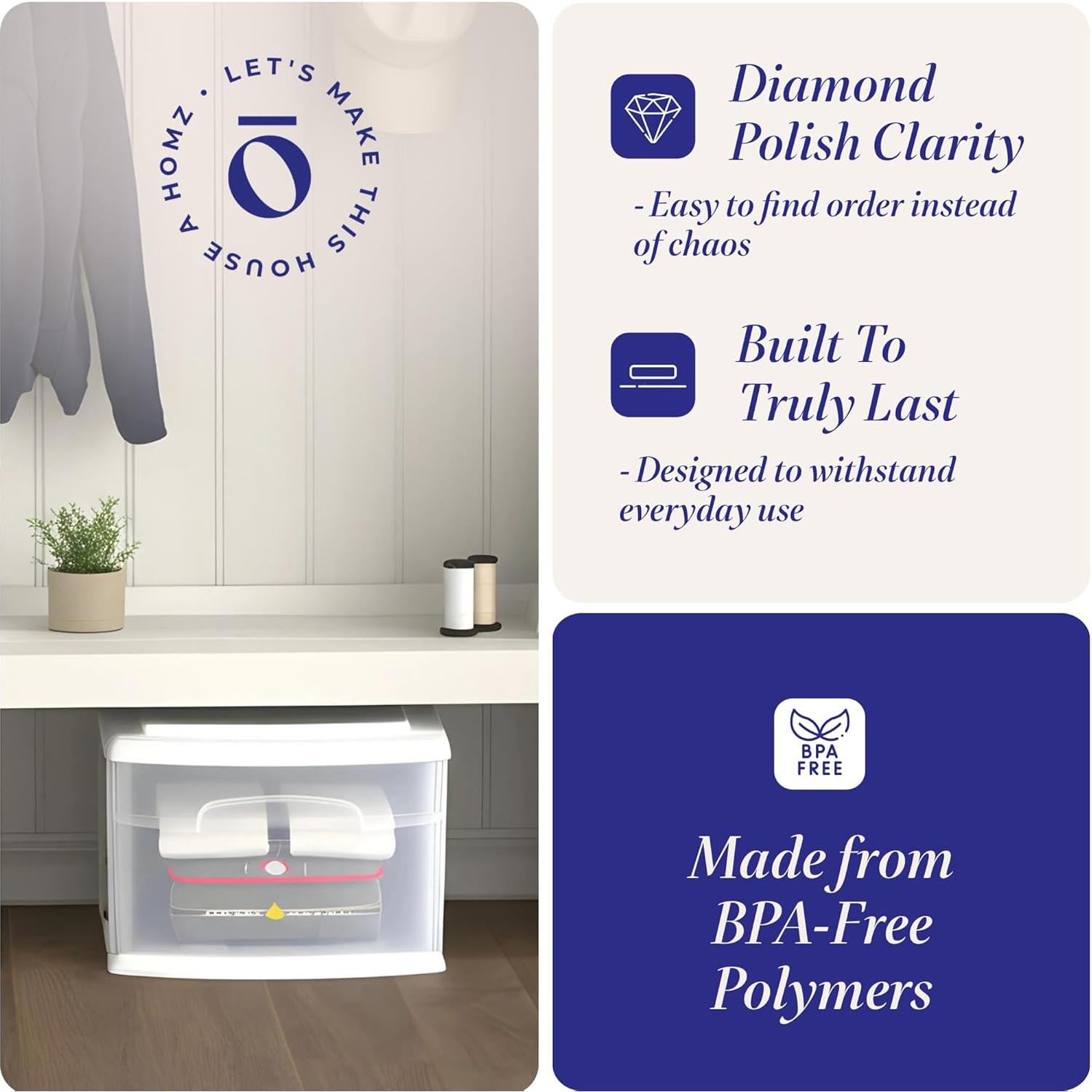 Carro de Almacenamiento HOMZ 1 Cajón Plástico Transparente 36.2 cm