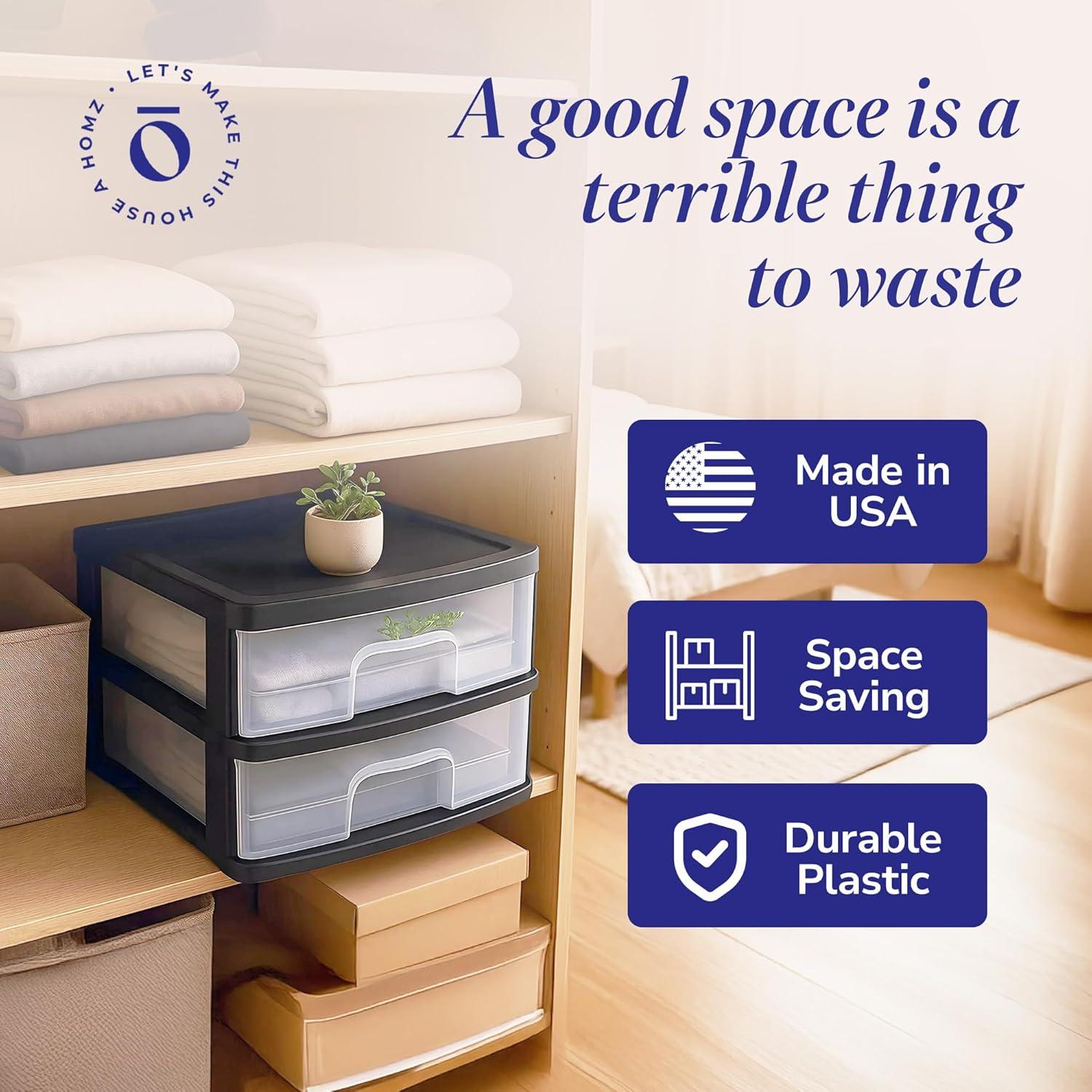 Carro de Almacenamiento HOMZ 2 Cajones Plástico Transparente 36.2cm