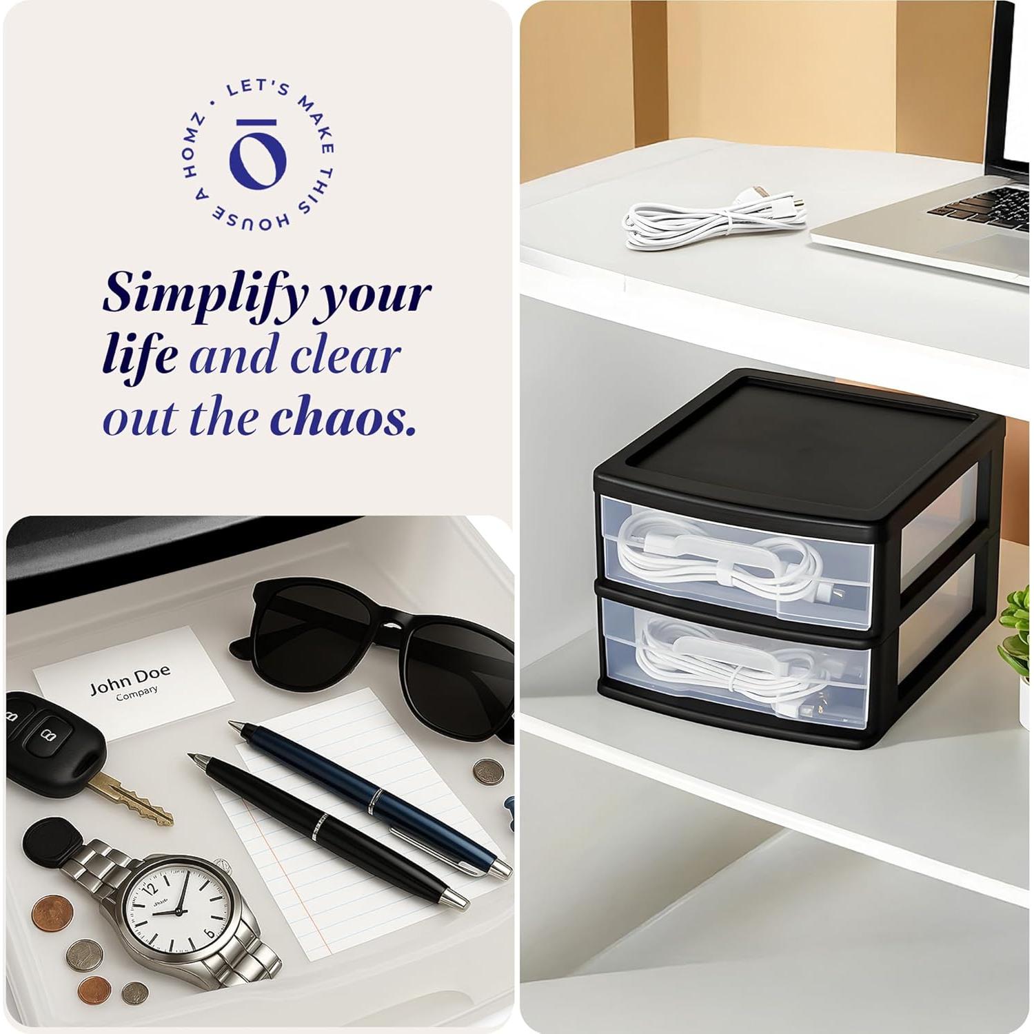 Carro de Almacenamiento HOMZ 2 Cajones Plástico Transparente 36.2cm