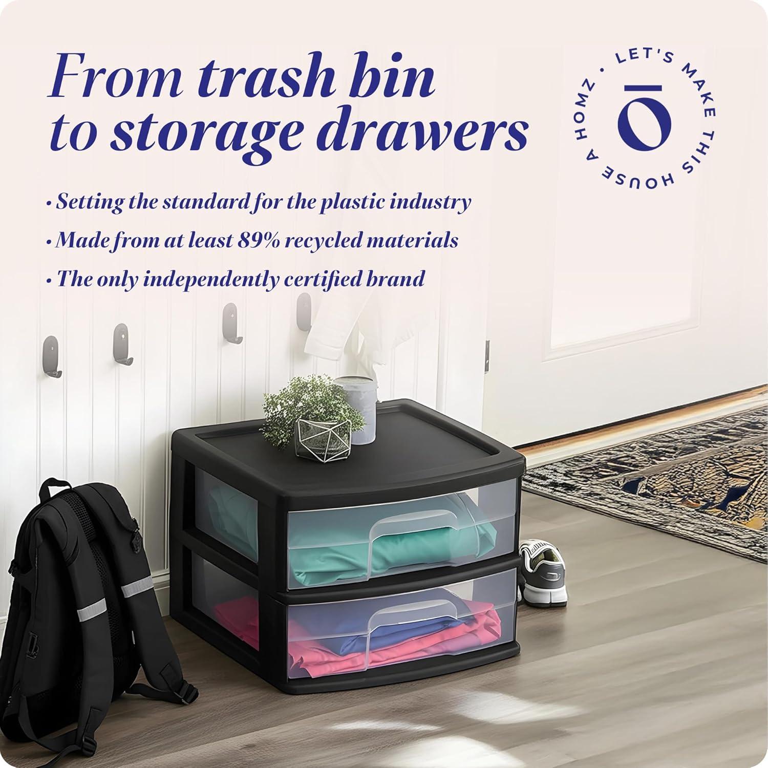 Carro de Almacenamiento HOMZ 2 Cajones Plástico Transparente 36.2cm