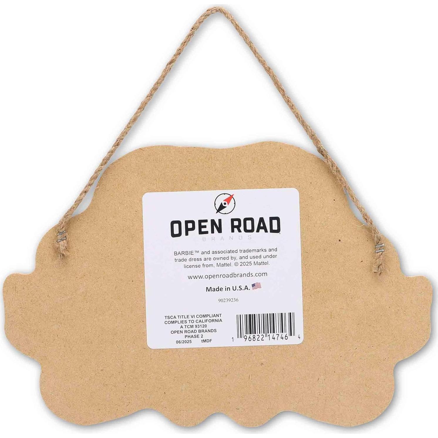 Letrero Colgante de Madera Barbie Rosa con Corazón Floral