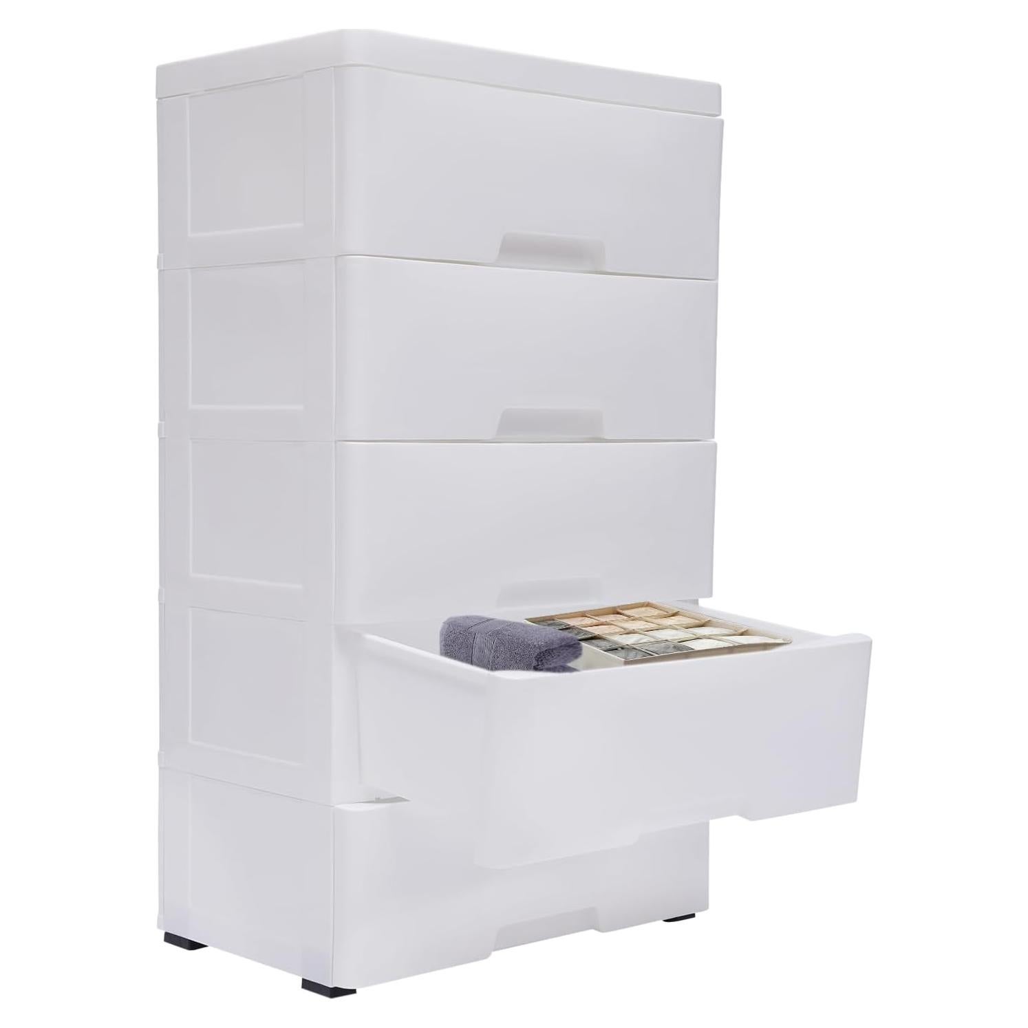 Gabinete de Cajones de Plástico Veruopes 5 Niveles Blanco