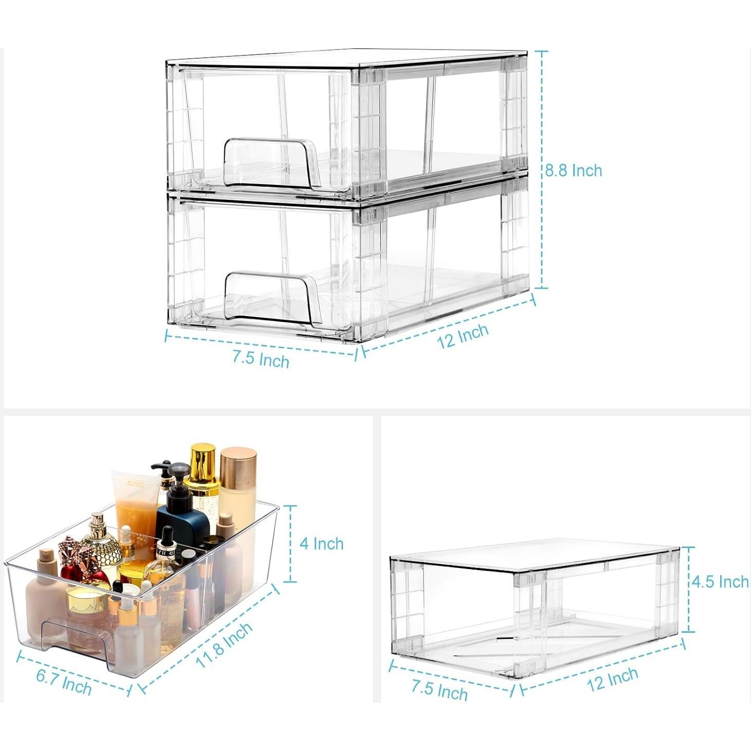 Cajones de Almacenamiento Apilables COKIHOM 2 Unidades 30.5x19x22.4cm