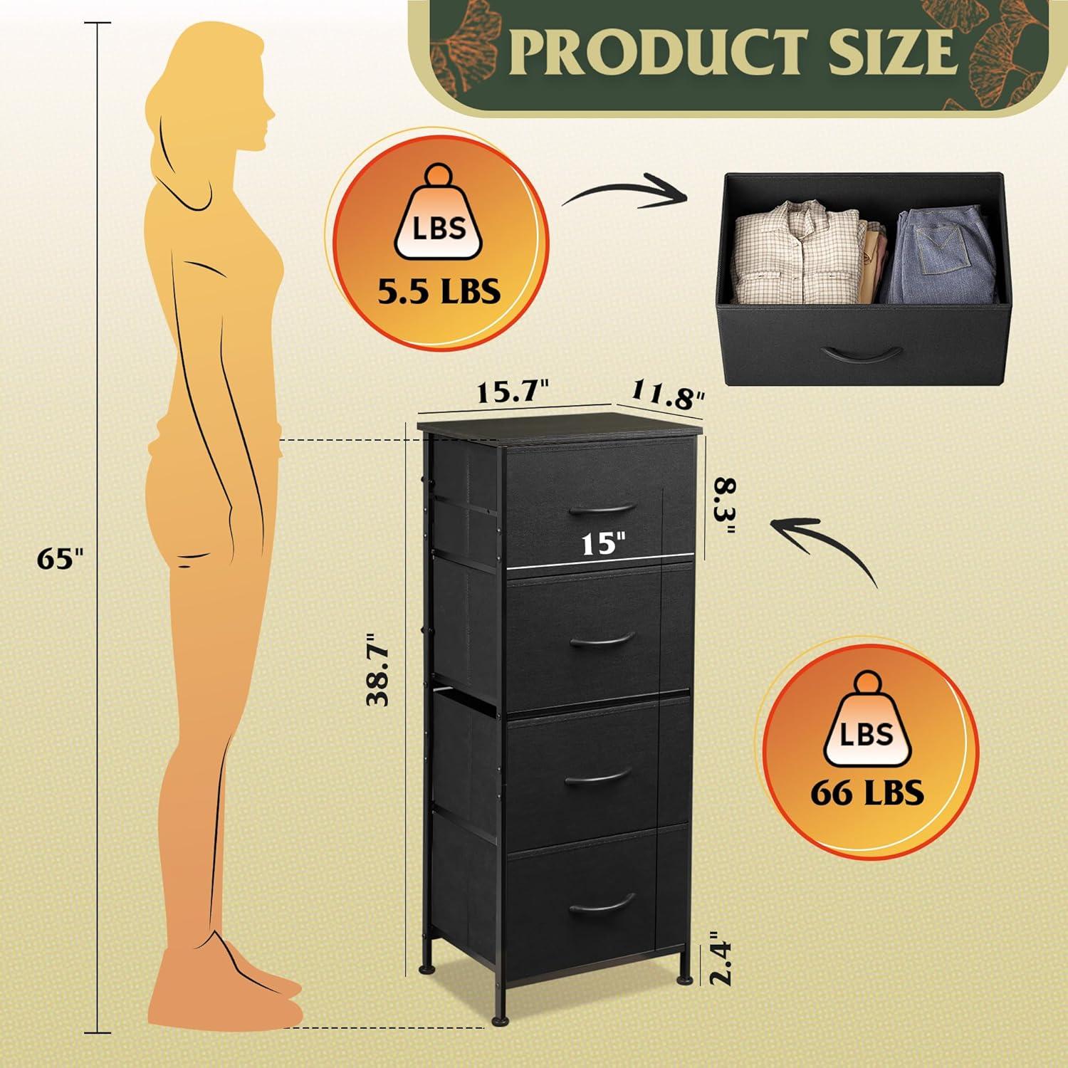 Cajonera WLIVE 4 Cajones Estructura Acero Madera Negro Carbón