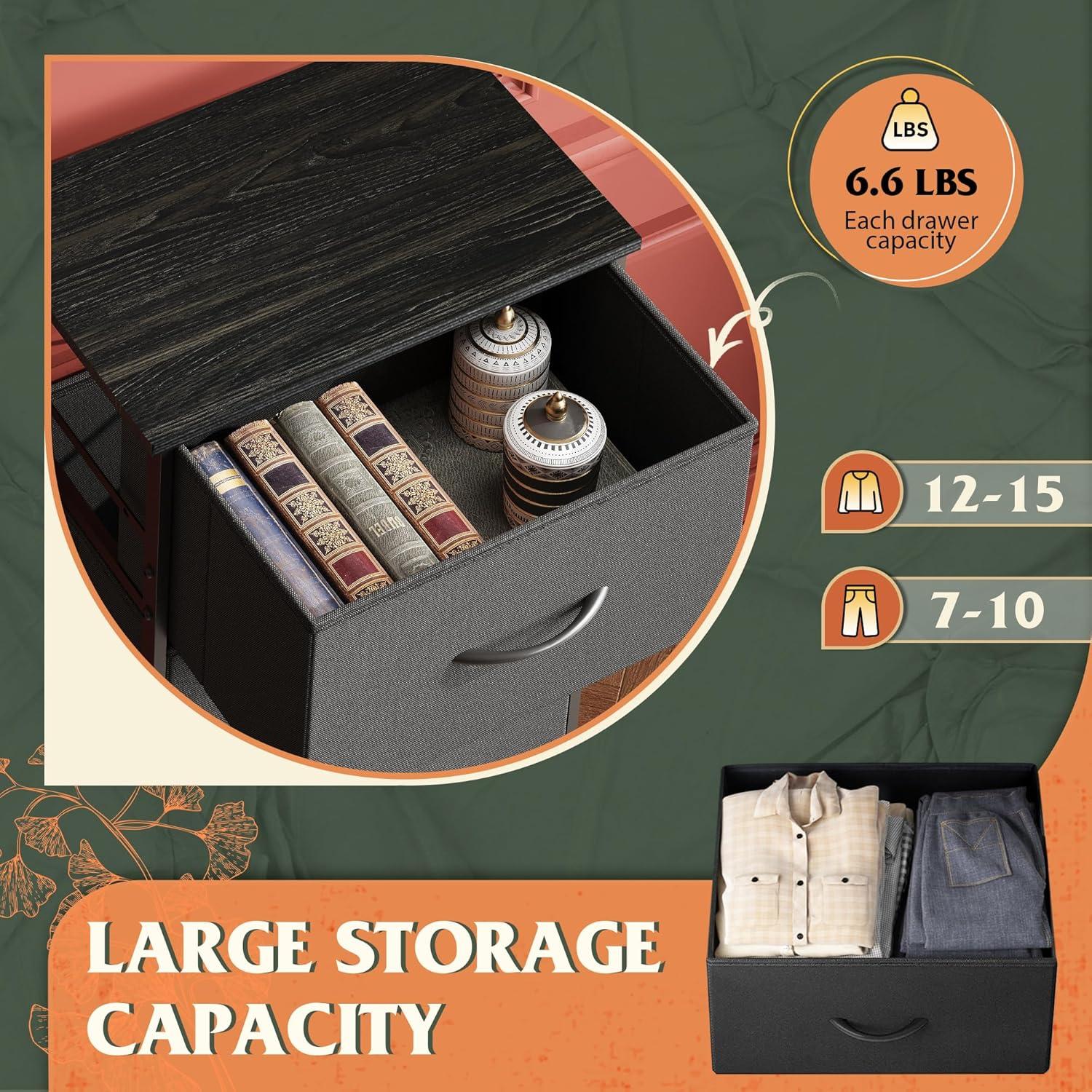 Cajonera WLIVE 4 Cajones Estructura Acero Madera Negro Carbón