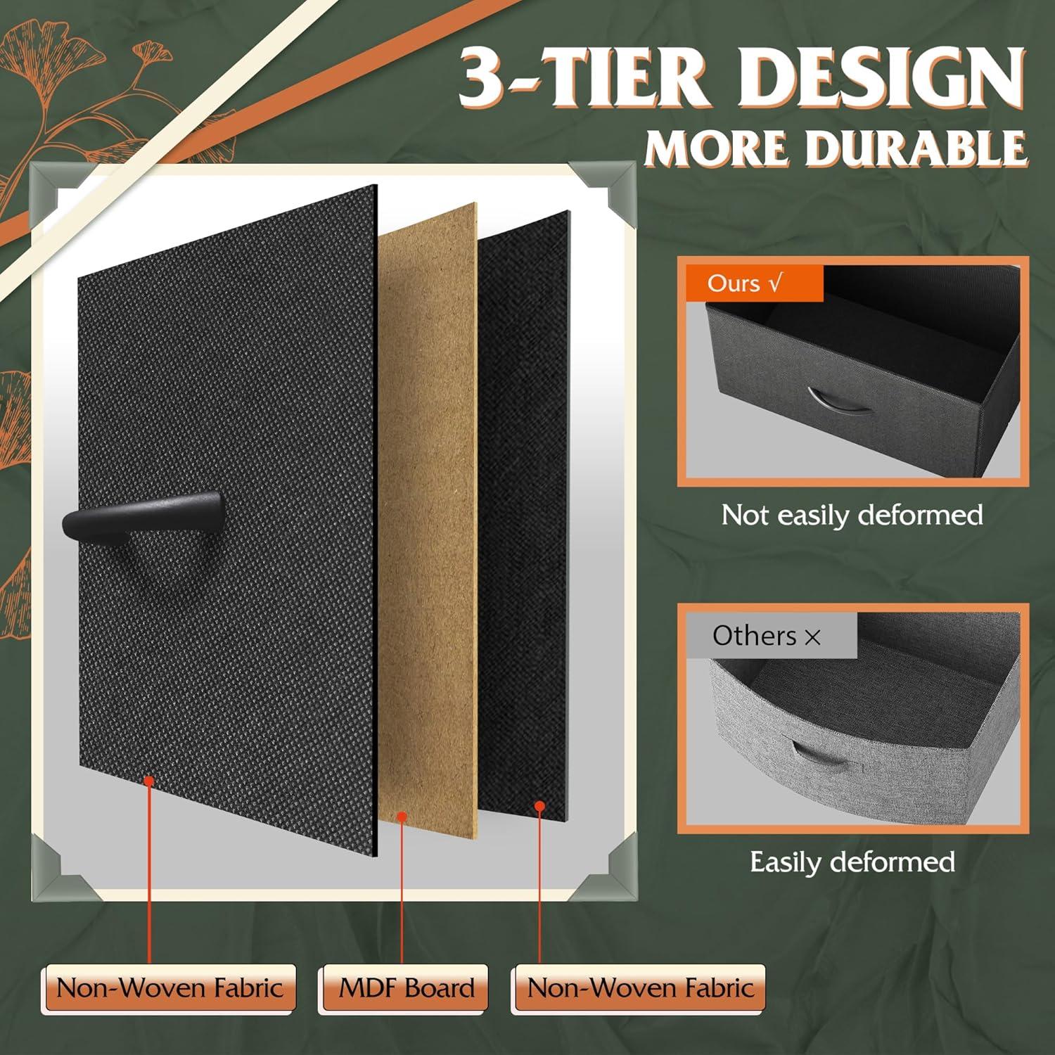 Cajonera WLIVE 4 Cajones Estructura Acero Madera Negro Carbón