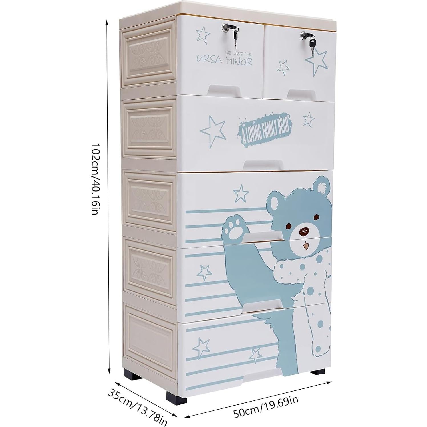 Cajonera de Plástico JUOPTGJ 6 Cajones Multicolor 50x34.9x101.8cm