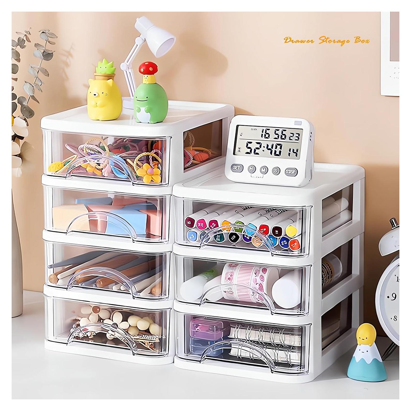 Organizador de Escritorio Iwinna 4 Cajones Blanco Plástico