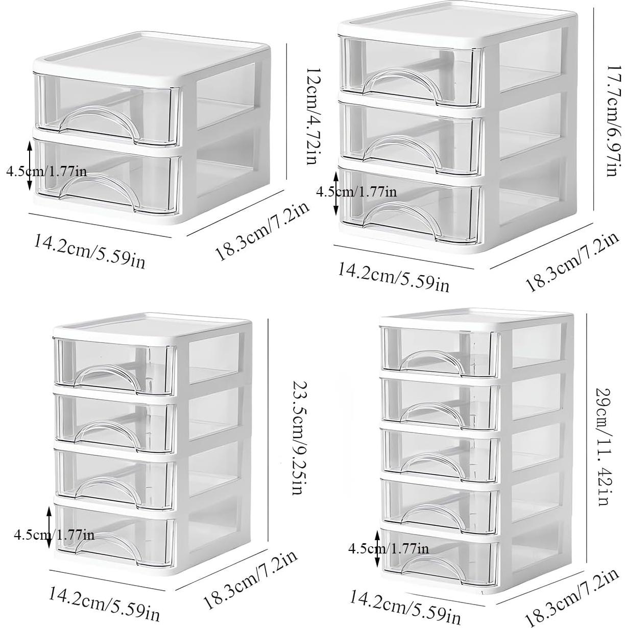 Organizador de Escritorio Iwinna 4 Cajones Blanco Plástico