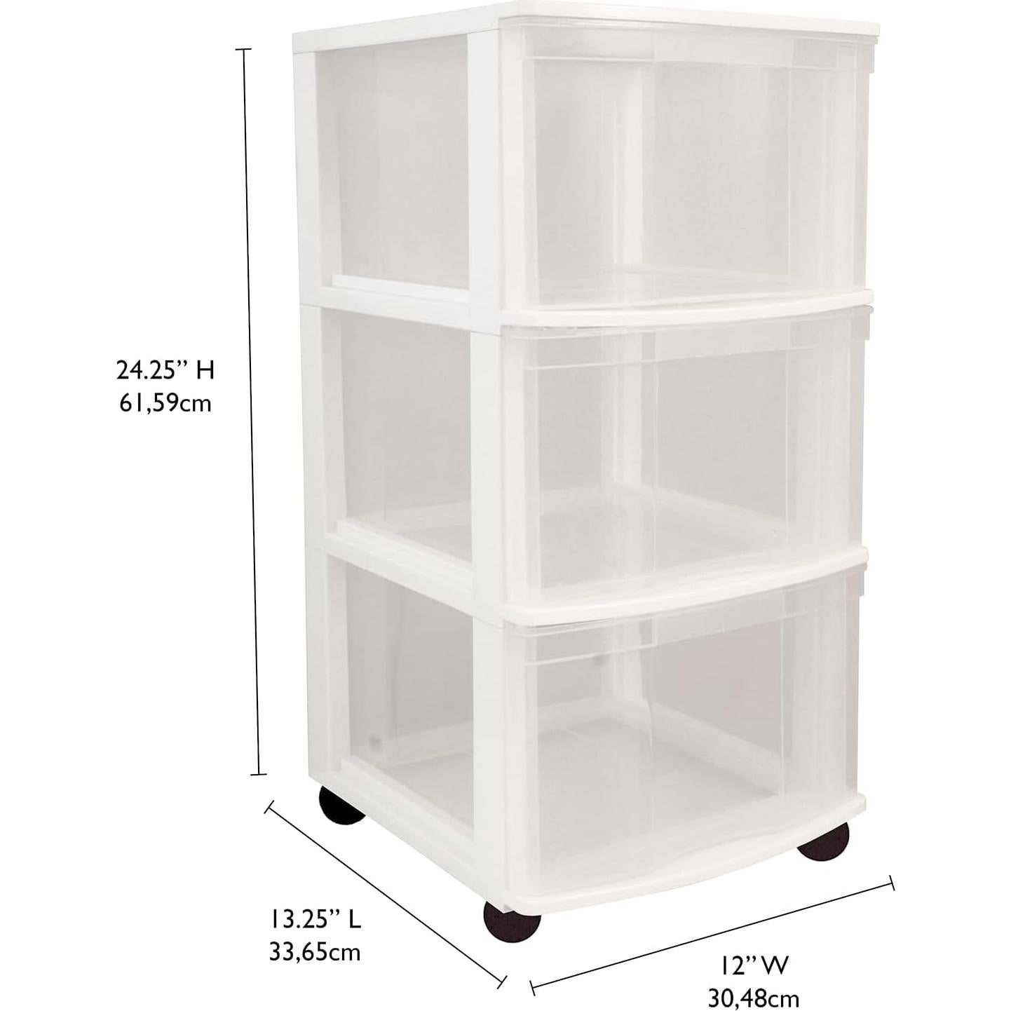 Carro Organizador Gracious Living 3 Cajones Blanco - 2 Paquete