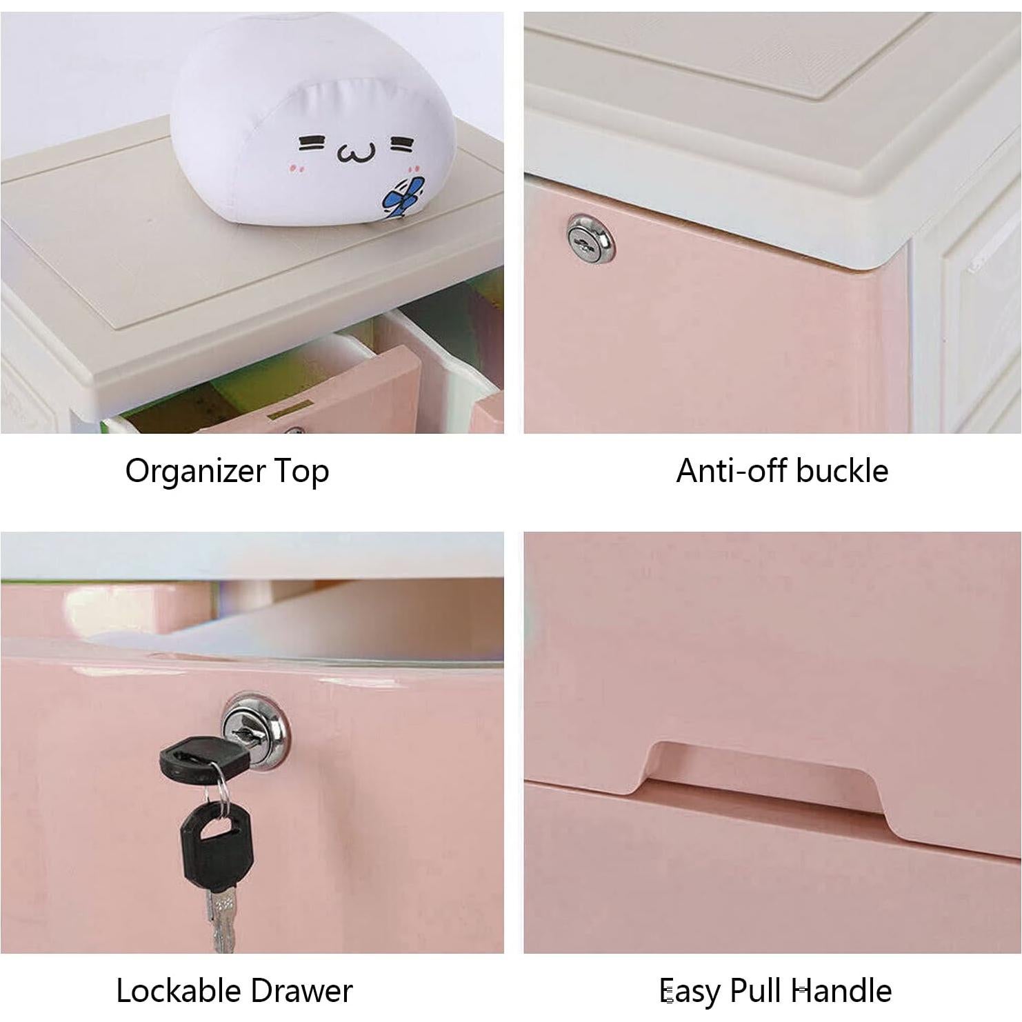 Torre de Almacenamiento DYRABREST 6 Cajones Rosa 50x35x102cm