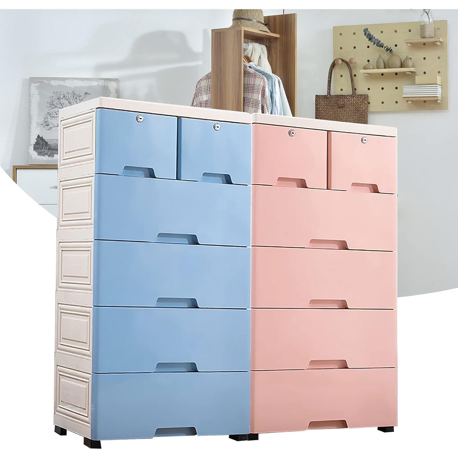 Torre de Almacenamiento DYRABREST 6 Cajones Rosa 50x35x102cm