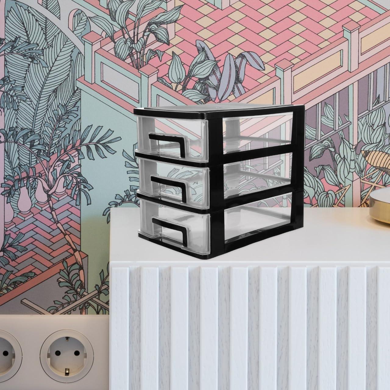 Organizador de Cajones Tofficu 3 Capas Plástico Negro 21.6x15.2x30.9 cm