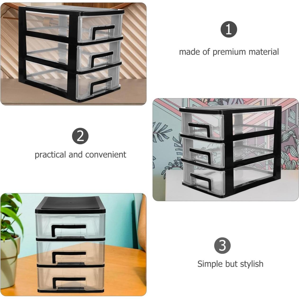 Organizador de Cajones Tofficu 3 Capas Plástico Negro 21.6x15.2x30.9 cm