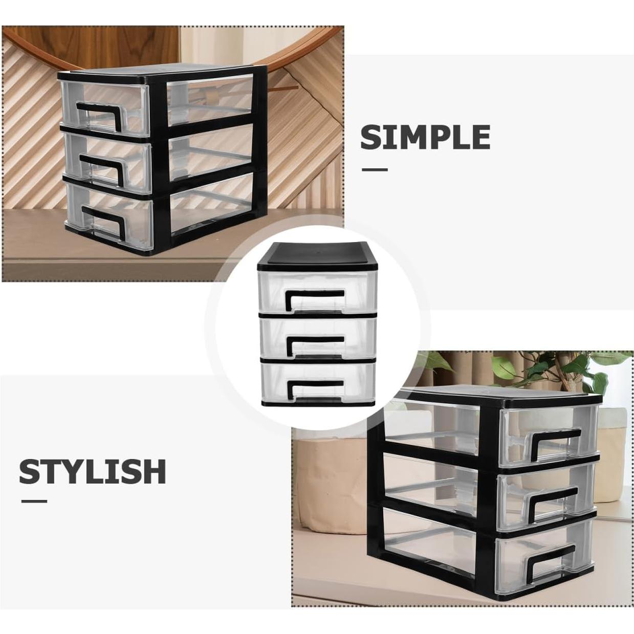 Organizador de Cajones Tofficu 3 Capas Plástico Negro 21.6x15.2x30.9 cm