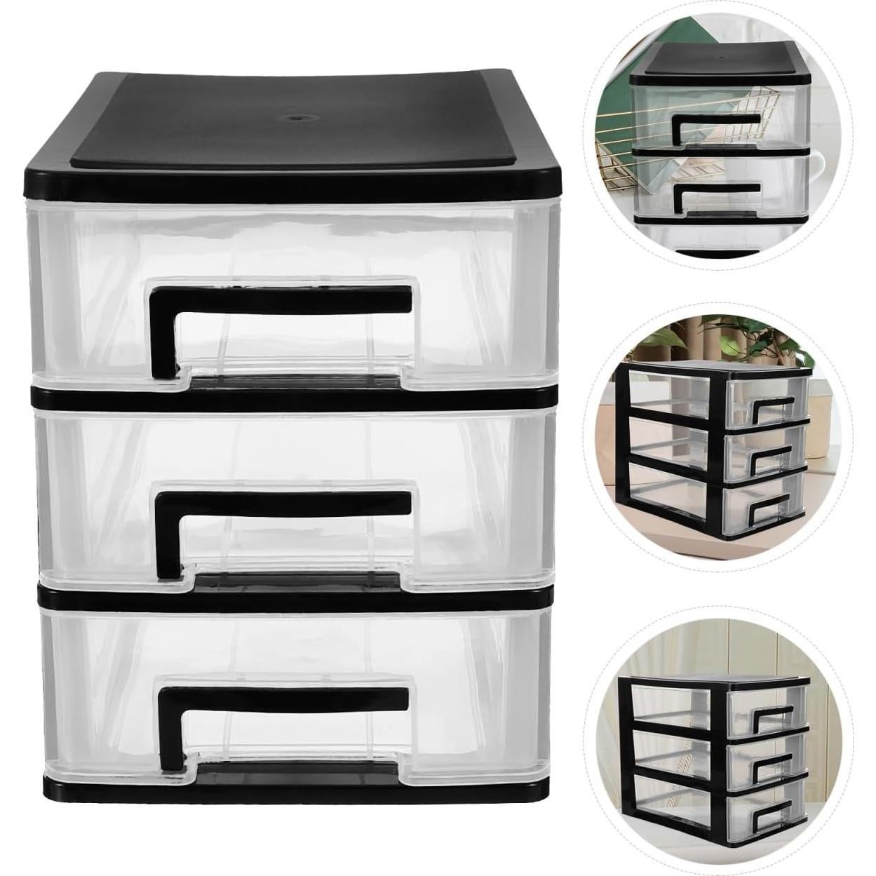 Organizador de Cajones Tofficu 3 Capas Plástico Negro 21.6x15.2x30.9 cm