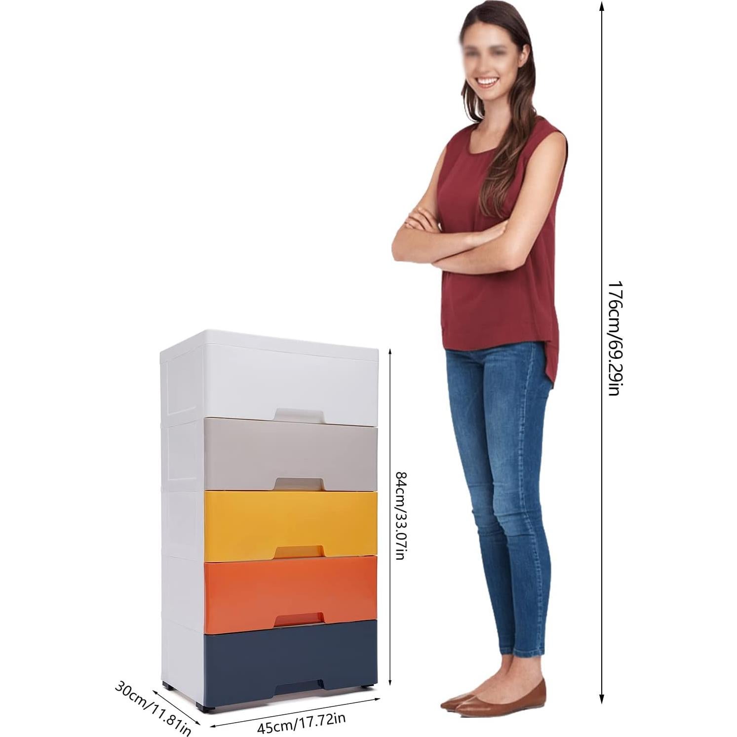 Armario de Almacenamiento Vertical KONKENIE 5 Cajones 45x30x84cm