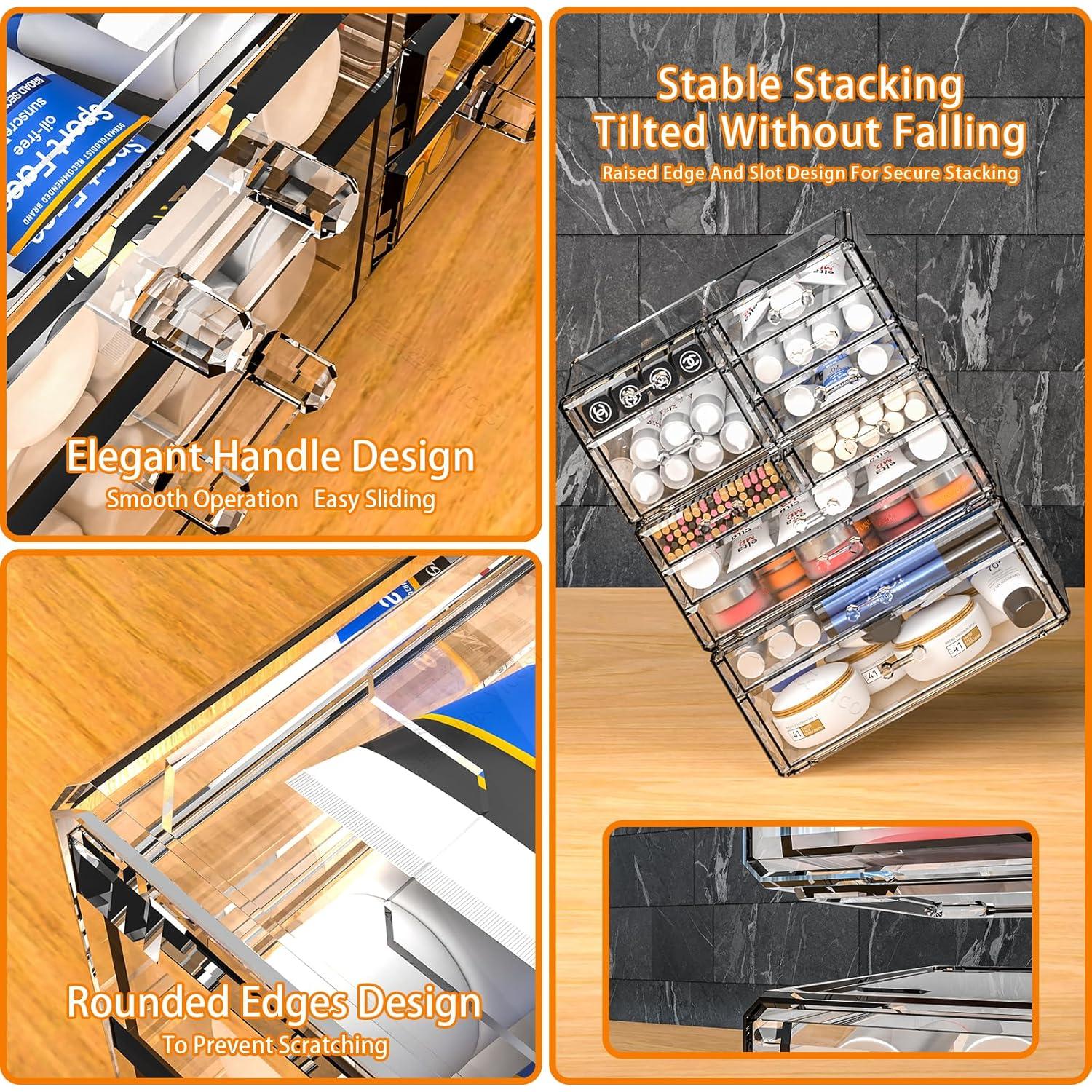 Organizador de Maquillaje Cq Acrílico Transparente 9 Cajones