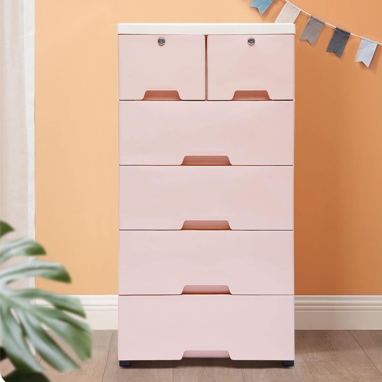 Cajonera Plástica WOQLIBE 6 Cajones 50x35x102 cm Rosa