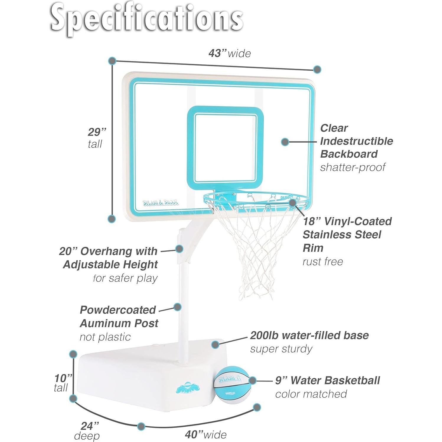 Aro de Baloncesto para Piscina DunnRite Splash & Shoot 18"