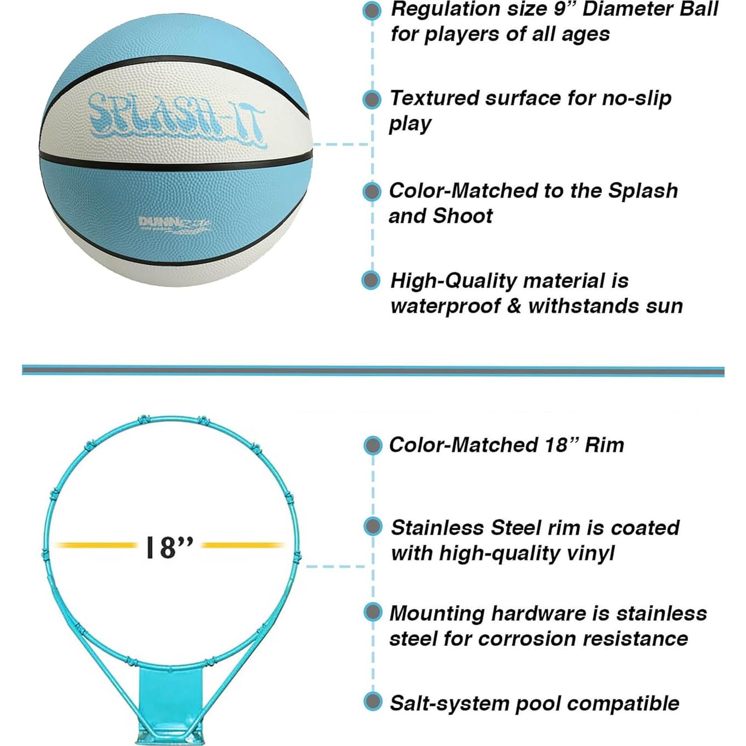 Aro de Baloncesto para Piscina DunnRite Splash & Shoot 18"