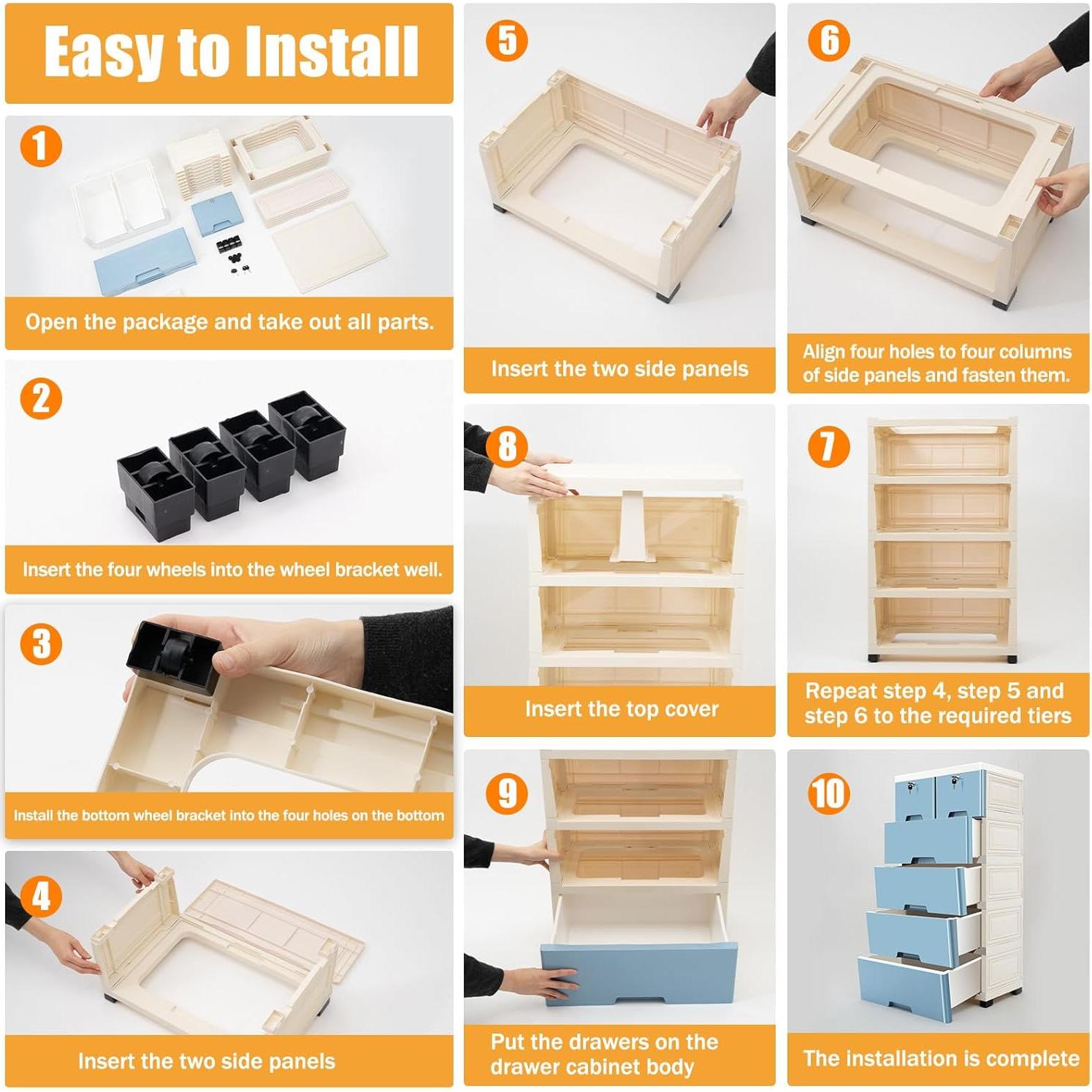 Cajonera Plástica WOQLIBE 6 Cajones Azul 50x35x102 cm