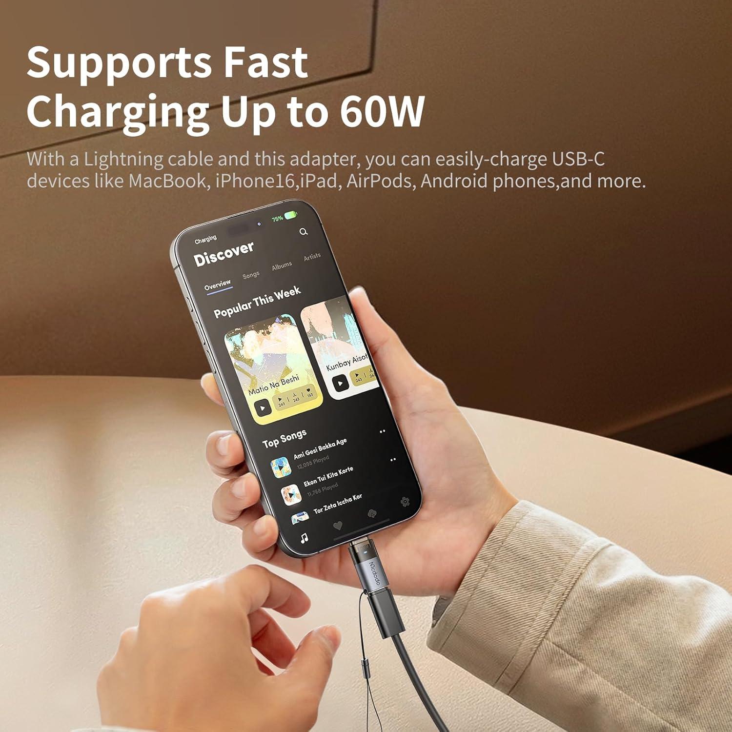 Adaptador Lightning a USB-C Mcdodo 60W Carga Rápida PD