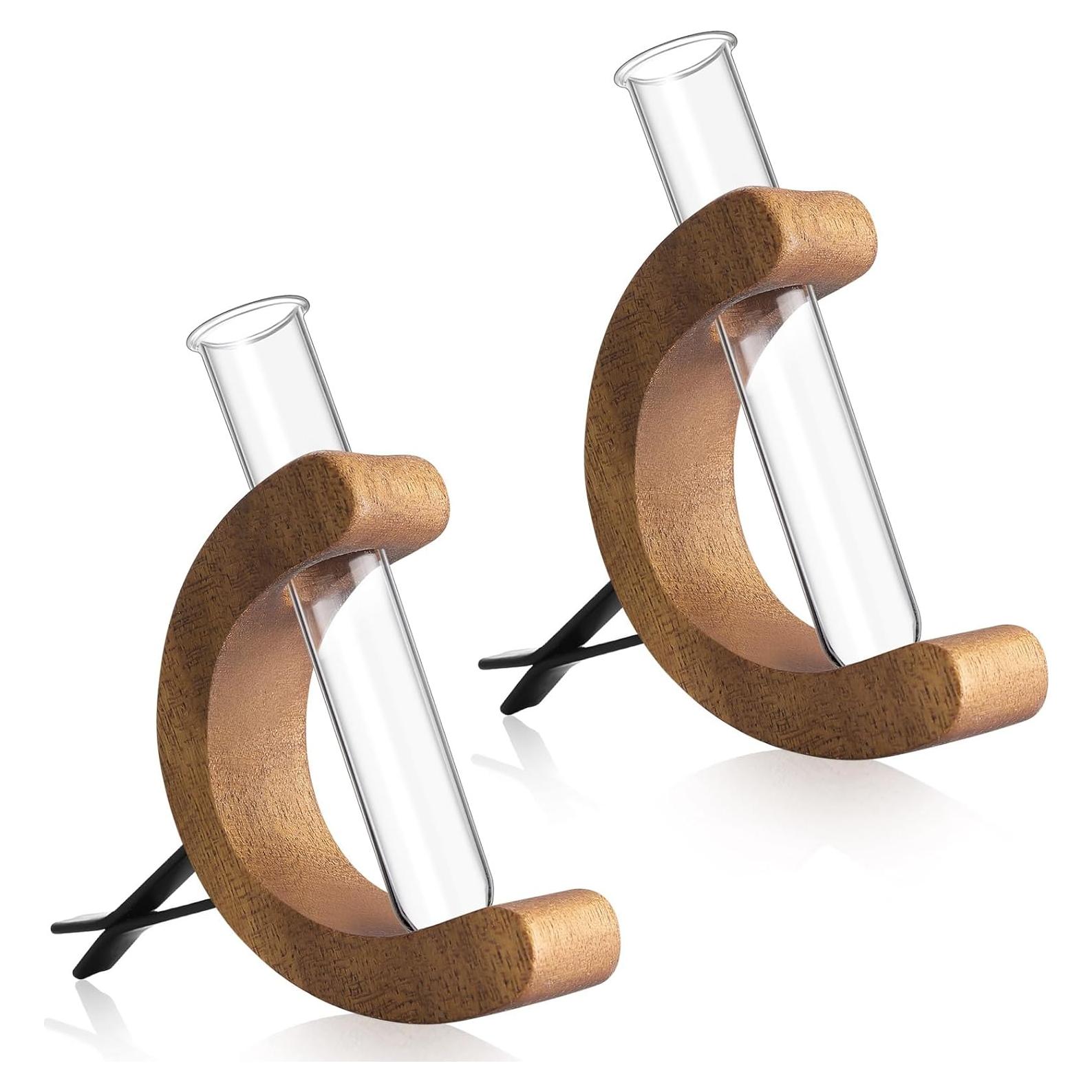 2 Jarrones de Vidrio para Flores en Clip Datanly Marrón