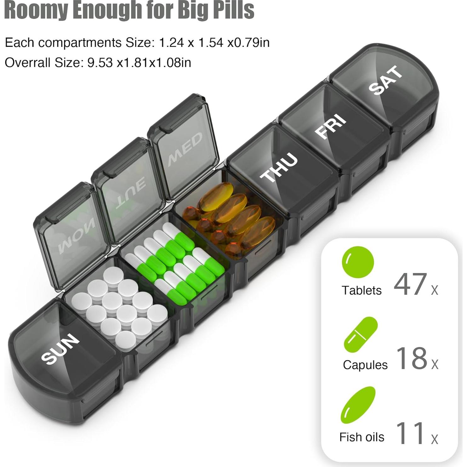 Organizador de Pastillas XL DOHIMGIO 7 Días - Libre de BPA