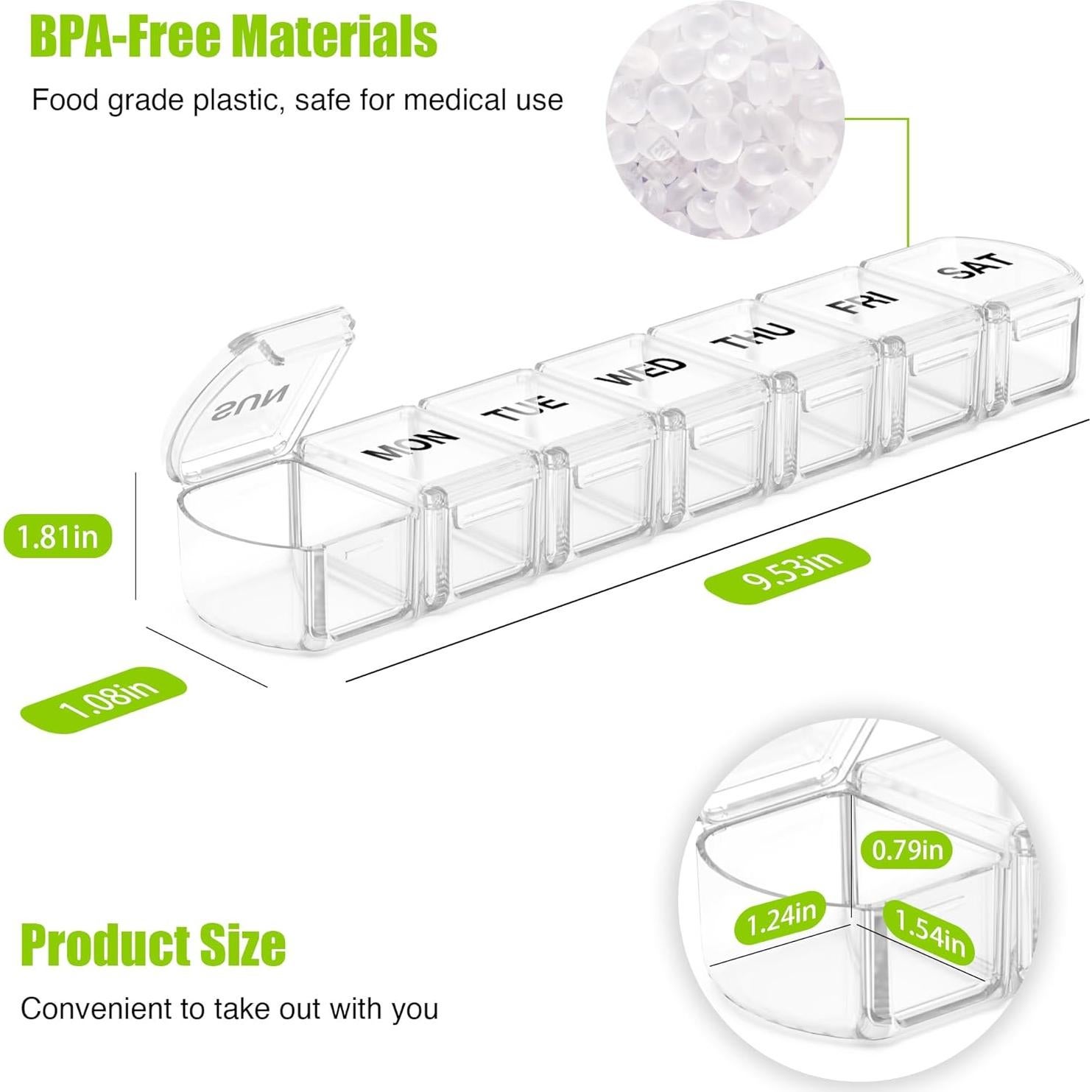Organizador de Pastillas XL DOHIMGIO 7 Días - Libre de BPA