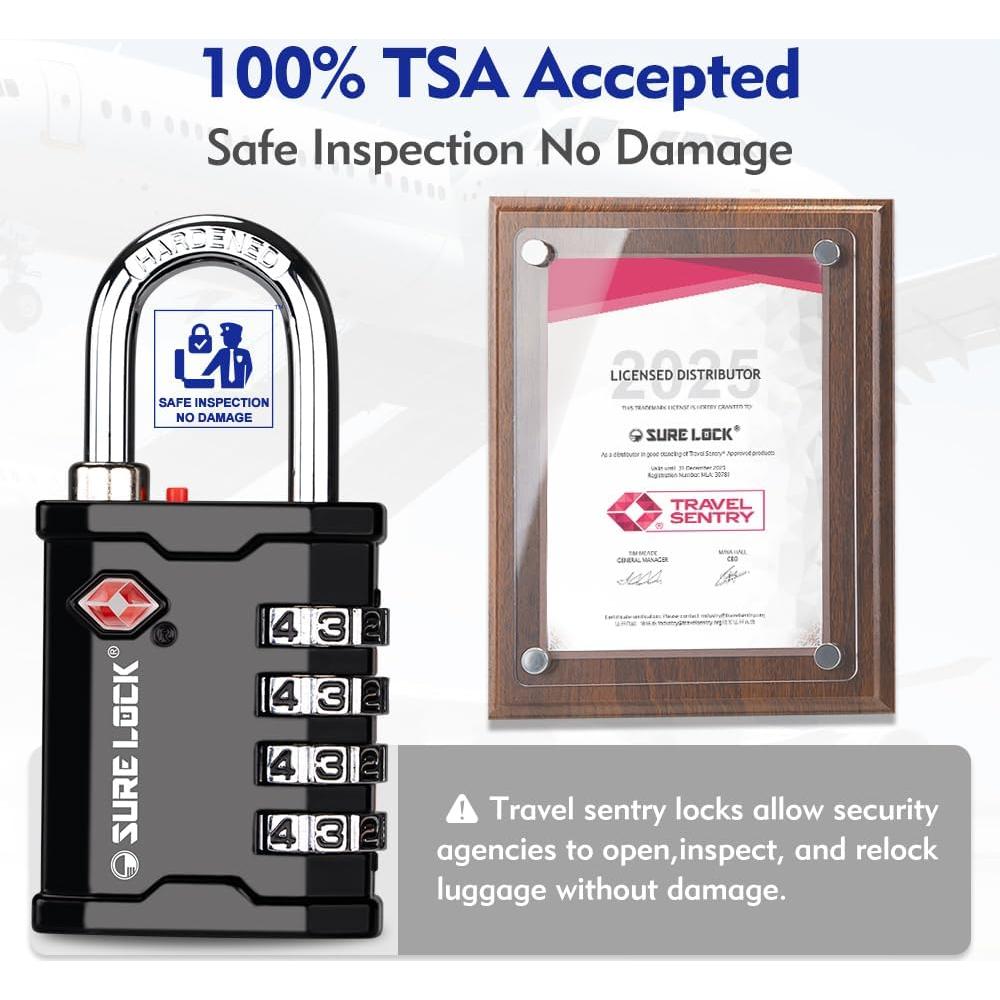 Candado de Combinación TSA SURE LOCK 17067 Negro 4 Dígitos
