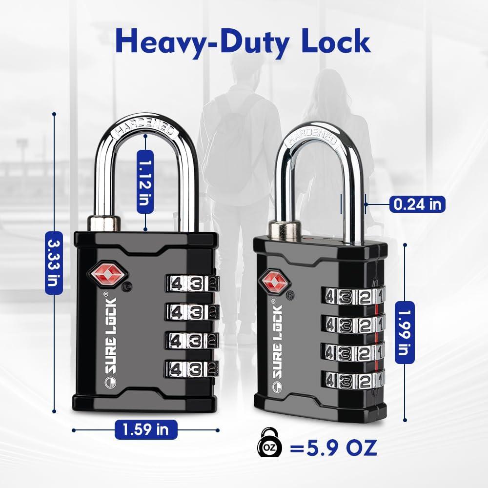 Candado de Combinación TSA SURE LOCK 17067 Negro 4 Dígitos