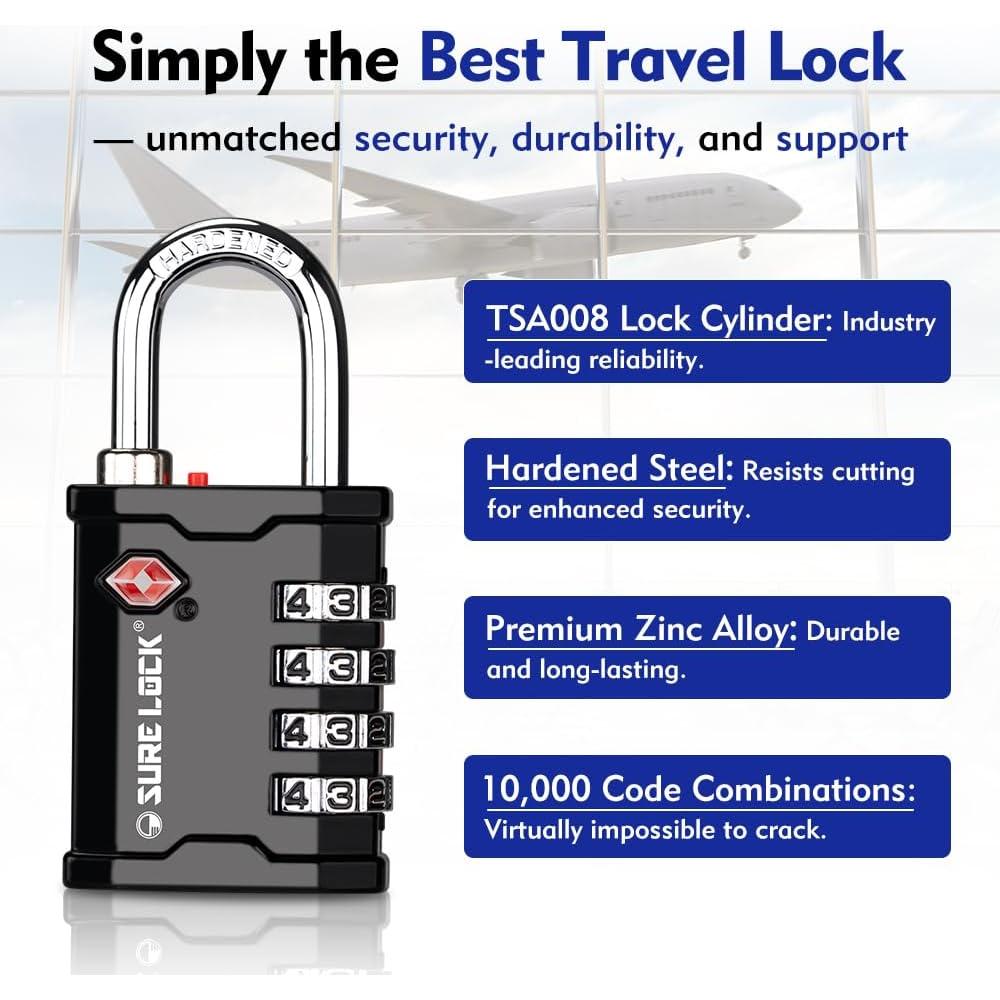 Candado de Combinación TSA SURE LOCK 17067 Negro 4 Dígitos