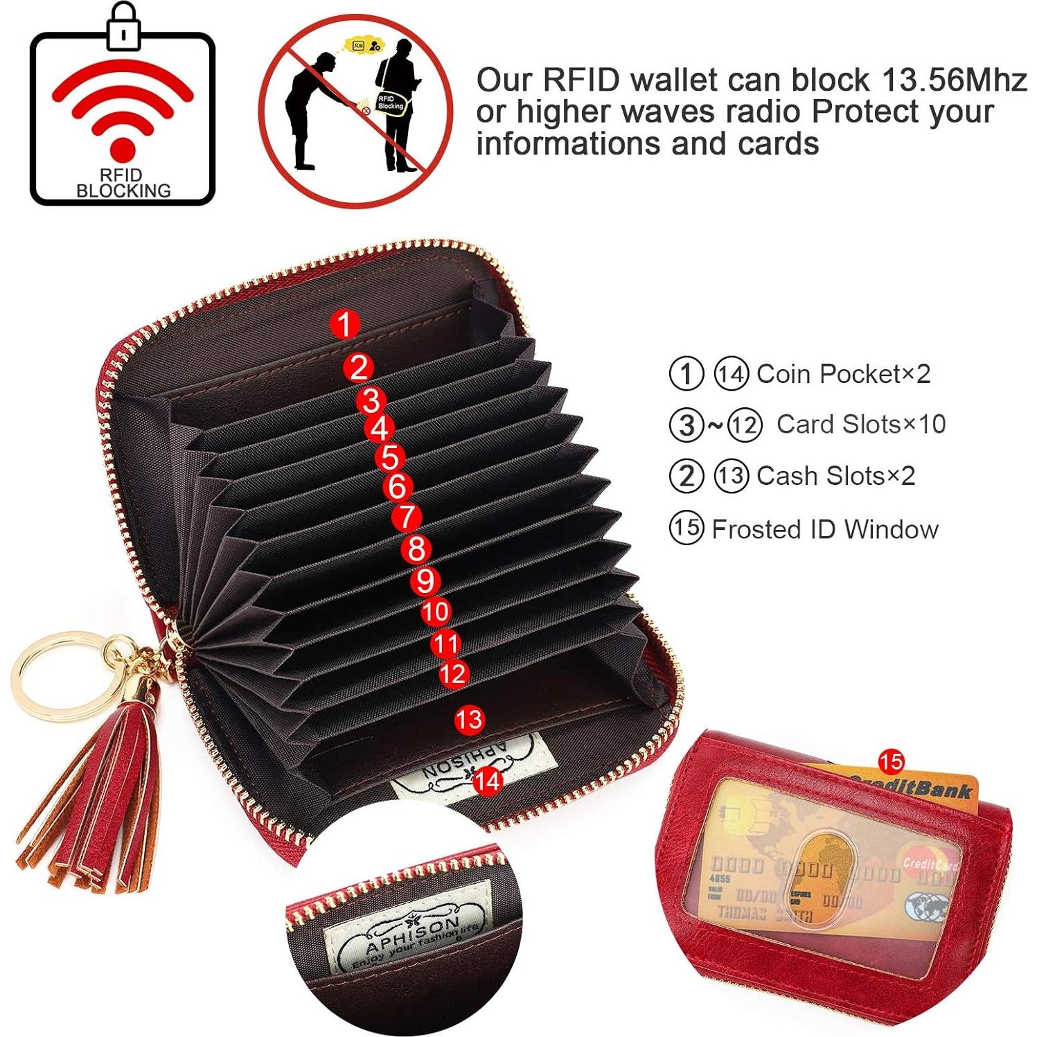 Monedero Pequeño APHISON RFID para Mujeres 1927 Rojo