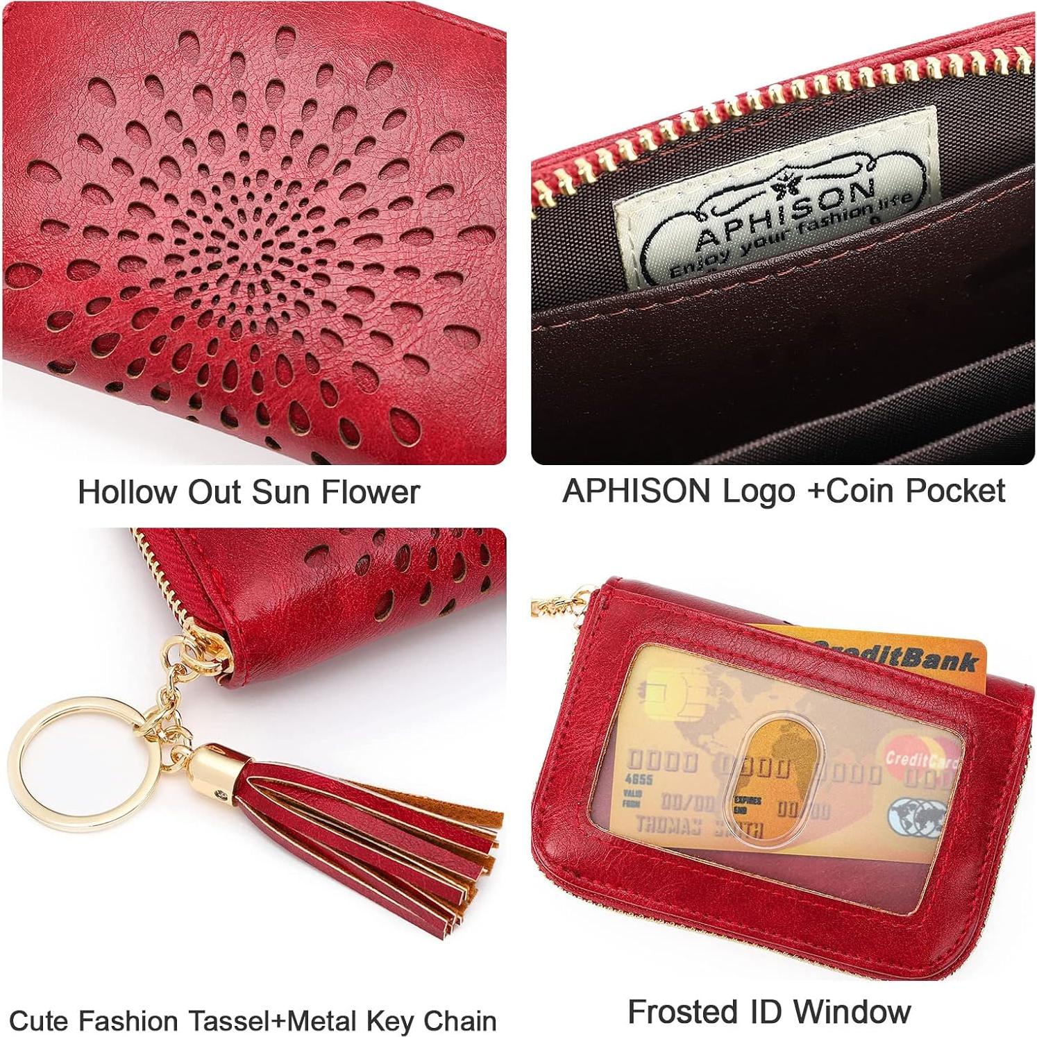 Monedero Pequeño APHISON RFID para Mujeres 1927 Rojo