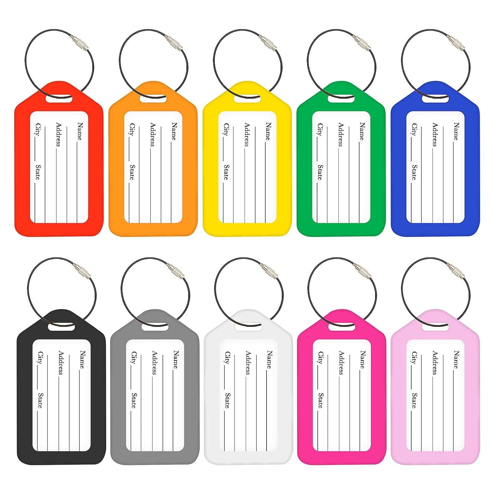 10 Etiquetas de Equipaje WJPOPHN Multicolor Impermeables 10.5x6.5 cm