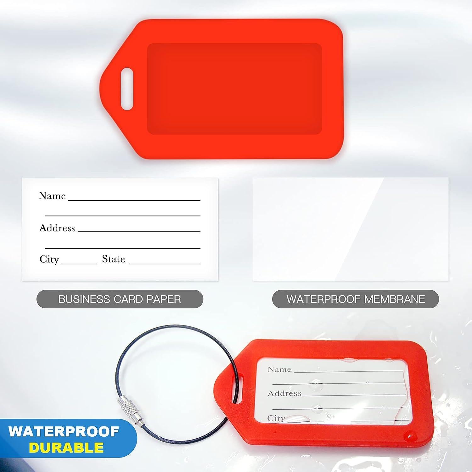 10 Etiquetas de Equipaje WJPOPHN Multicolor Impermeables 10.5x6.5 cm