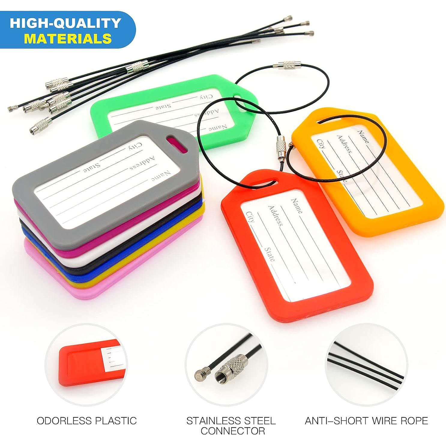 10 Etiquetas de Equipaje WJPOPHN Multicolor Impermeables 10.5x6.5 cm