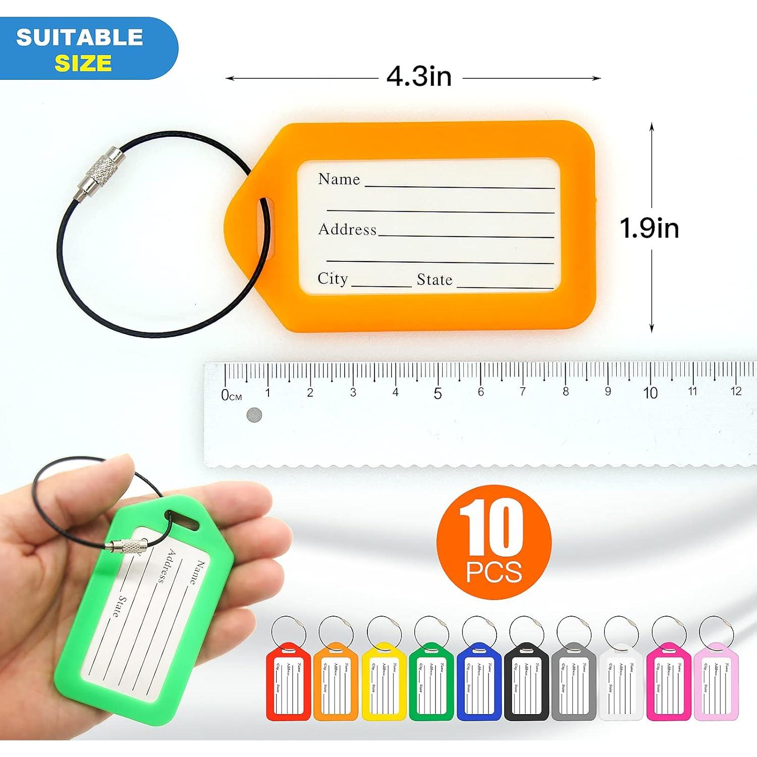 10 Etiquetas de Equipaje WJPOPHN Multicolor Impermeables 10.5x6.5 cm