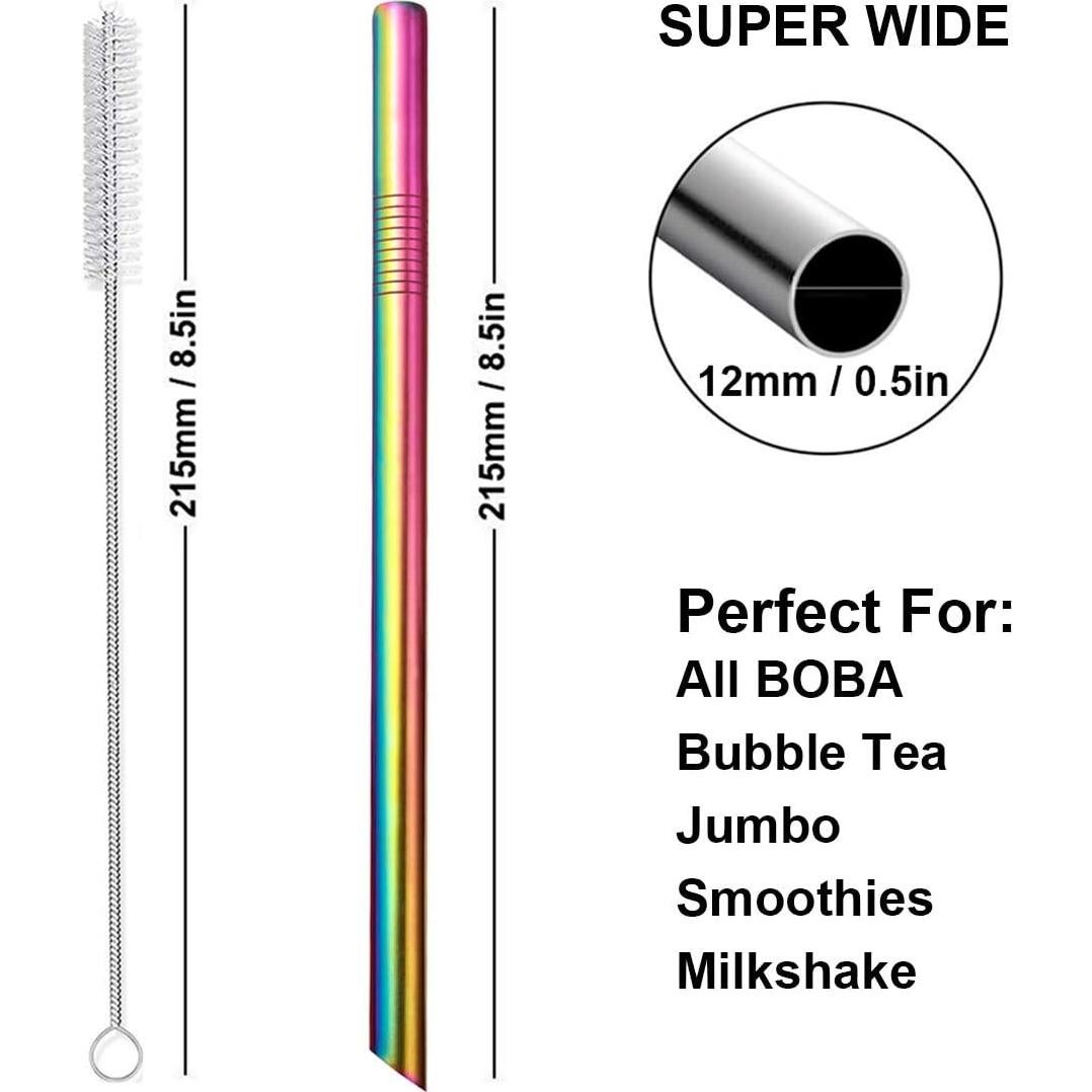 Popotes Reutilizables de Acero Inoxidable Morneve 12mm 2PCS
