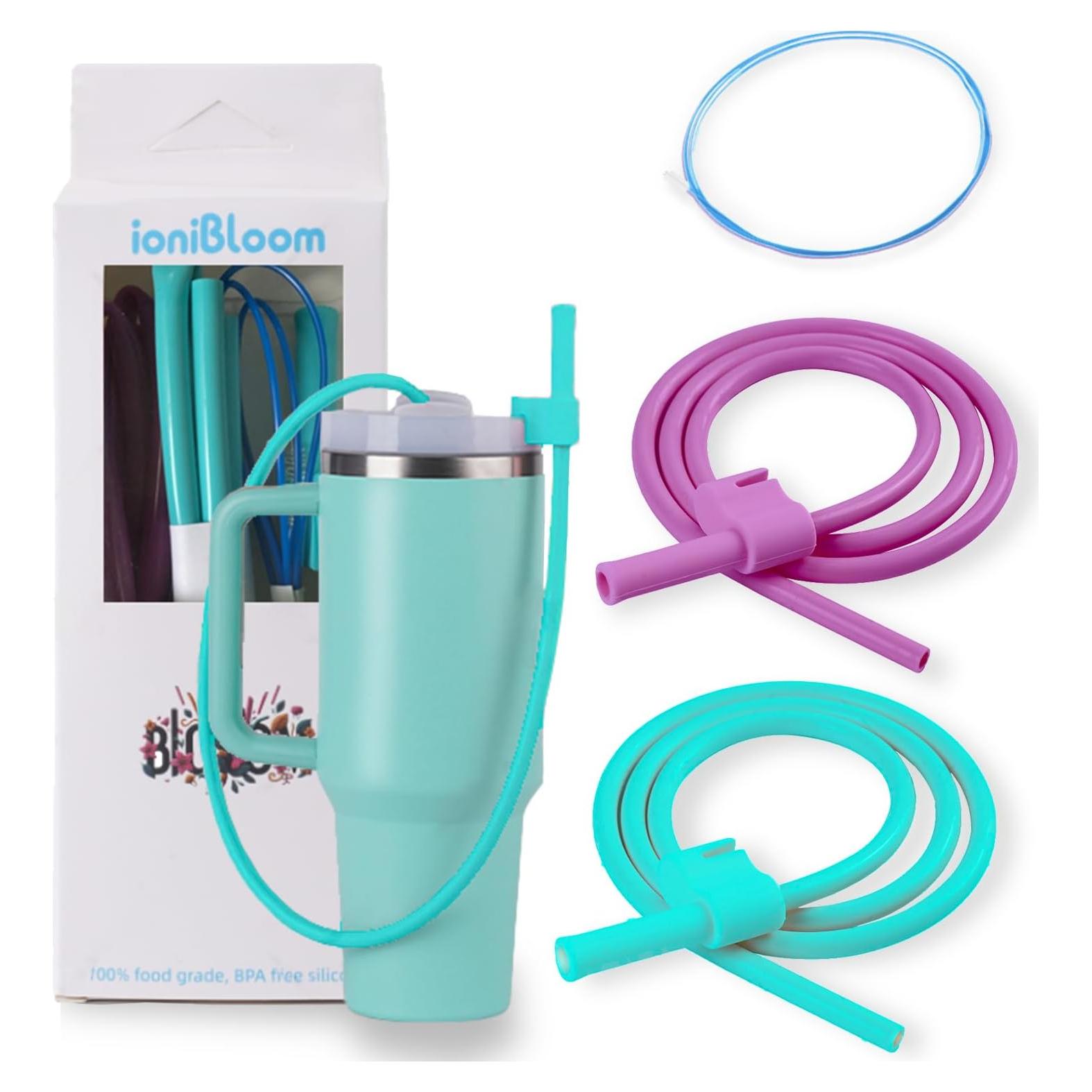 Popotes de Silicona Reutilizables Ionibloom 89 cm Azul y Púrpura
