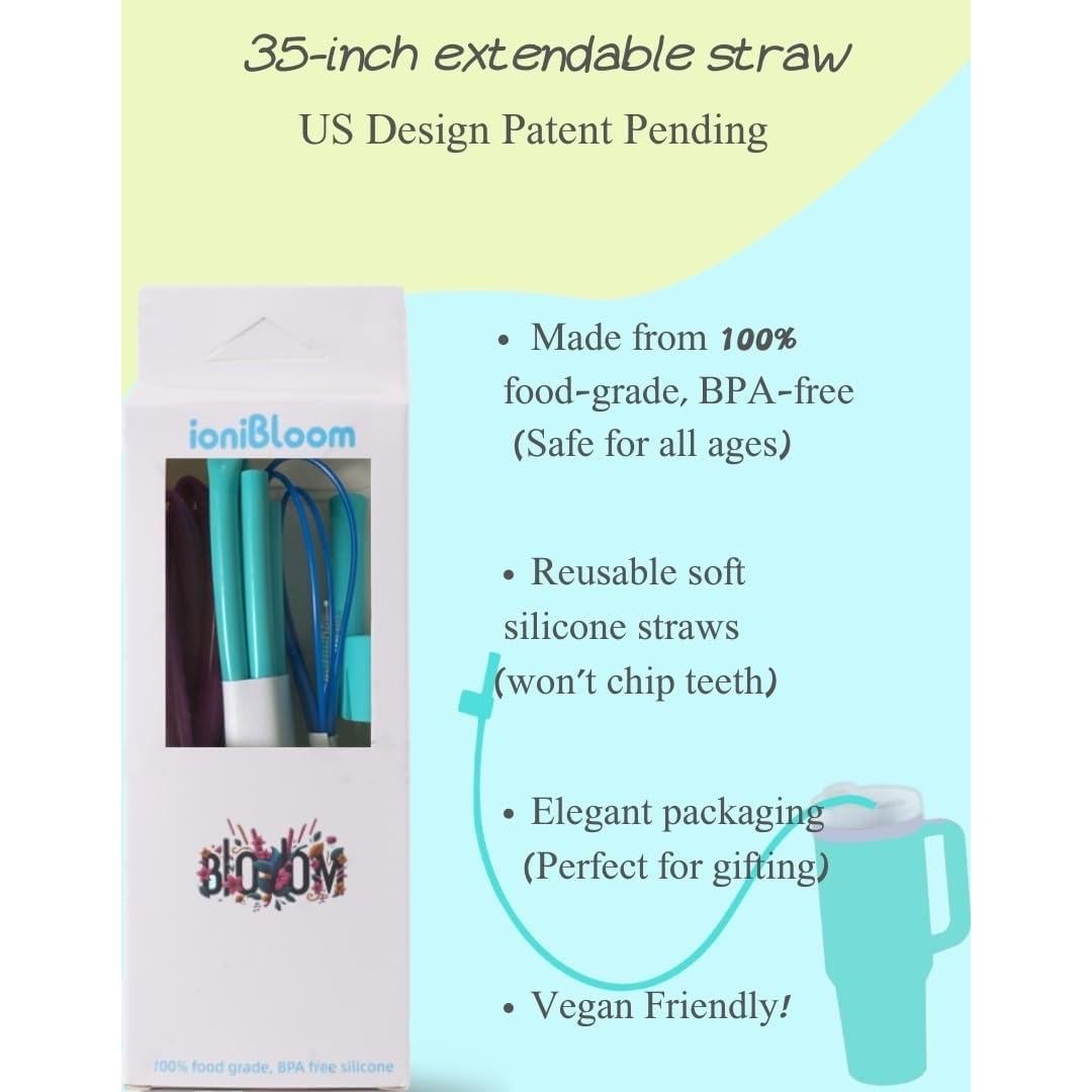 Popotes de Silicona Reutilizables Ionibloom 89 cm Azul y Púrpura