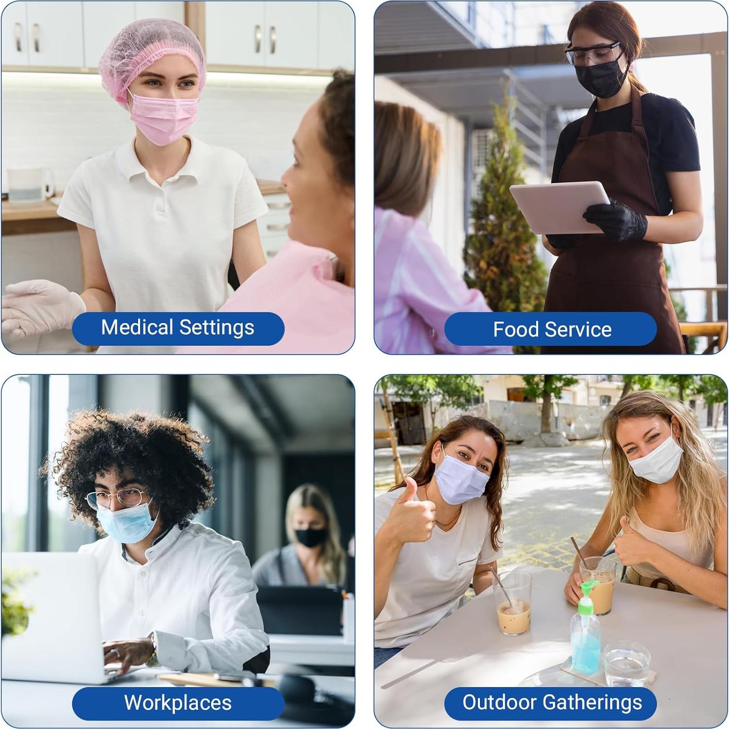 Mascarillas Desechables JMU 50pcs 3 Capas Grado Médico Negra