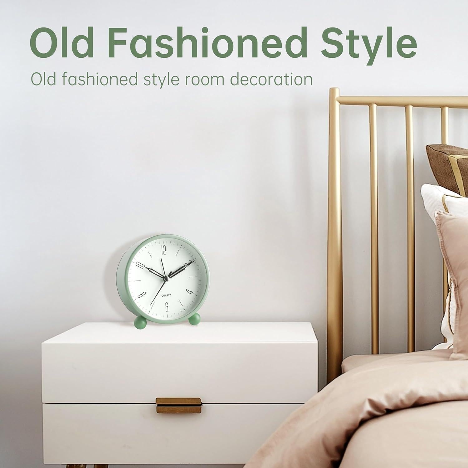 Reloj de Alarma Analógico JALL Verde 10 cm Silencioso